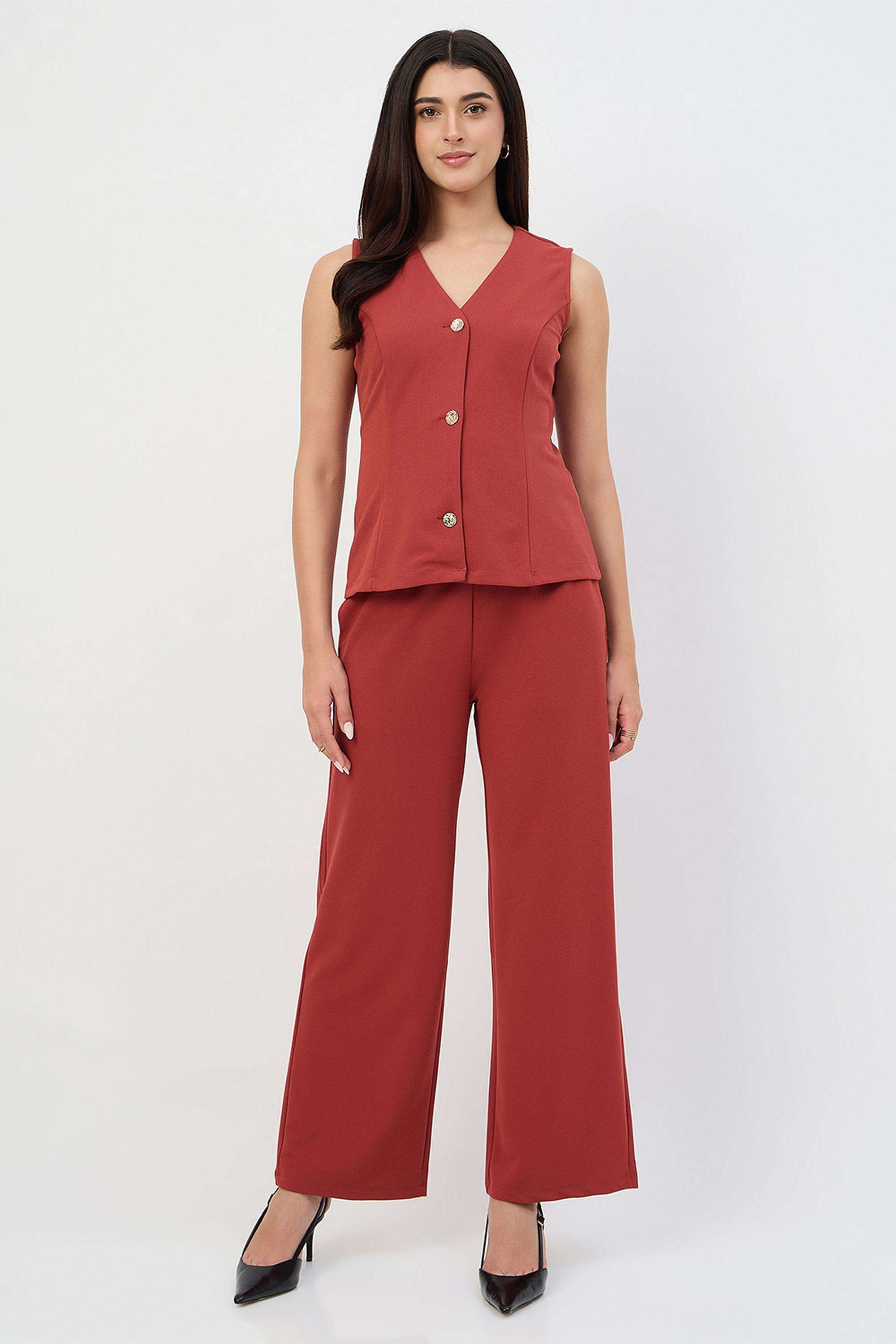 Solid-Polyester-Regular-Fit-Women-s-Co-Ord-Set
