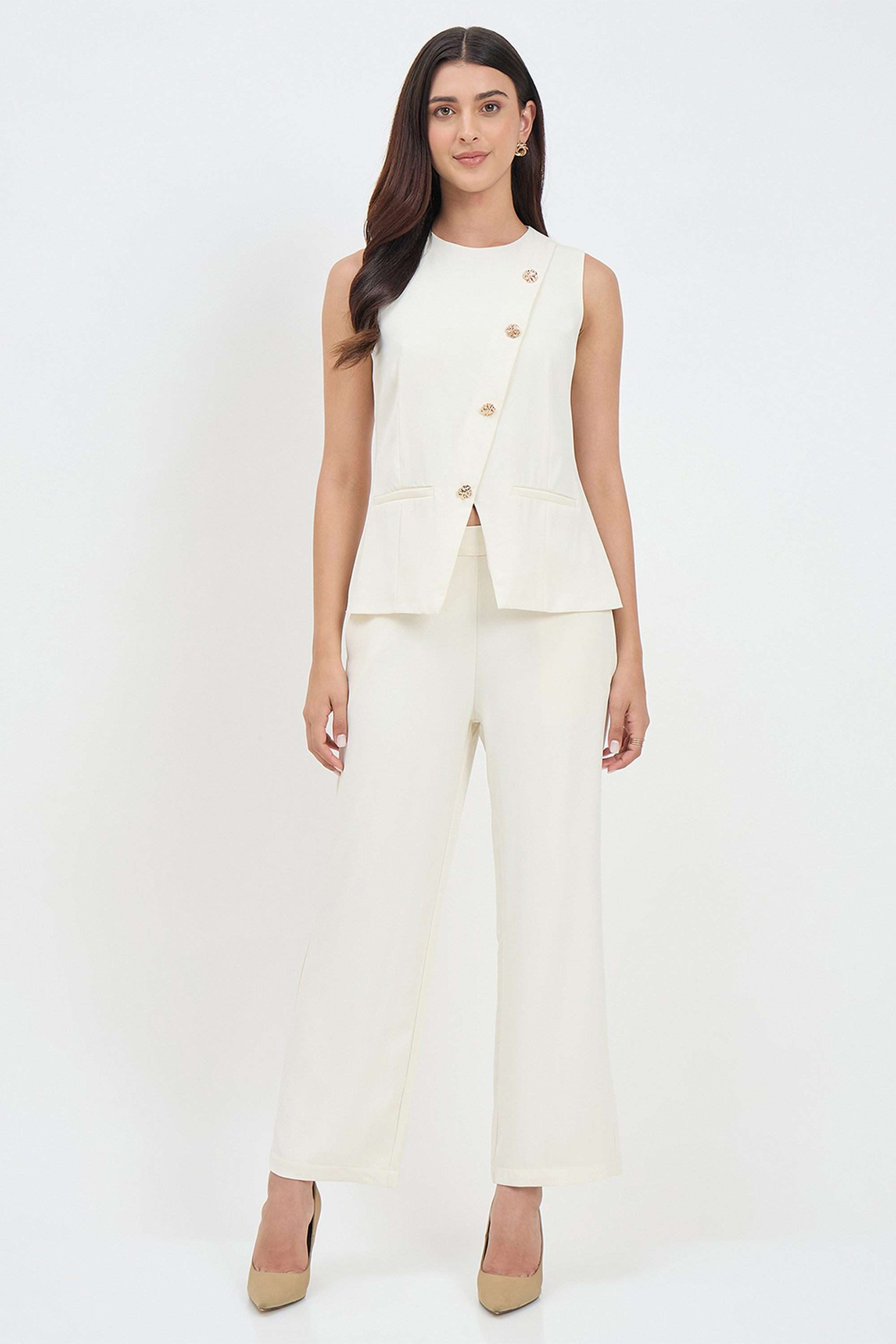 madame Solid Polyester Woven Women's Co-Ord Set-picture-28