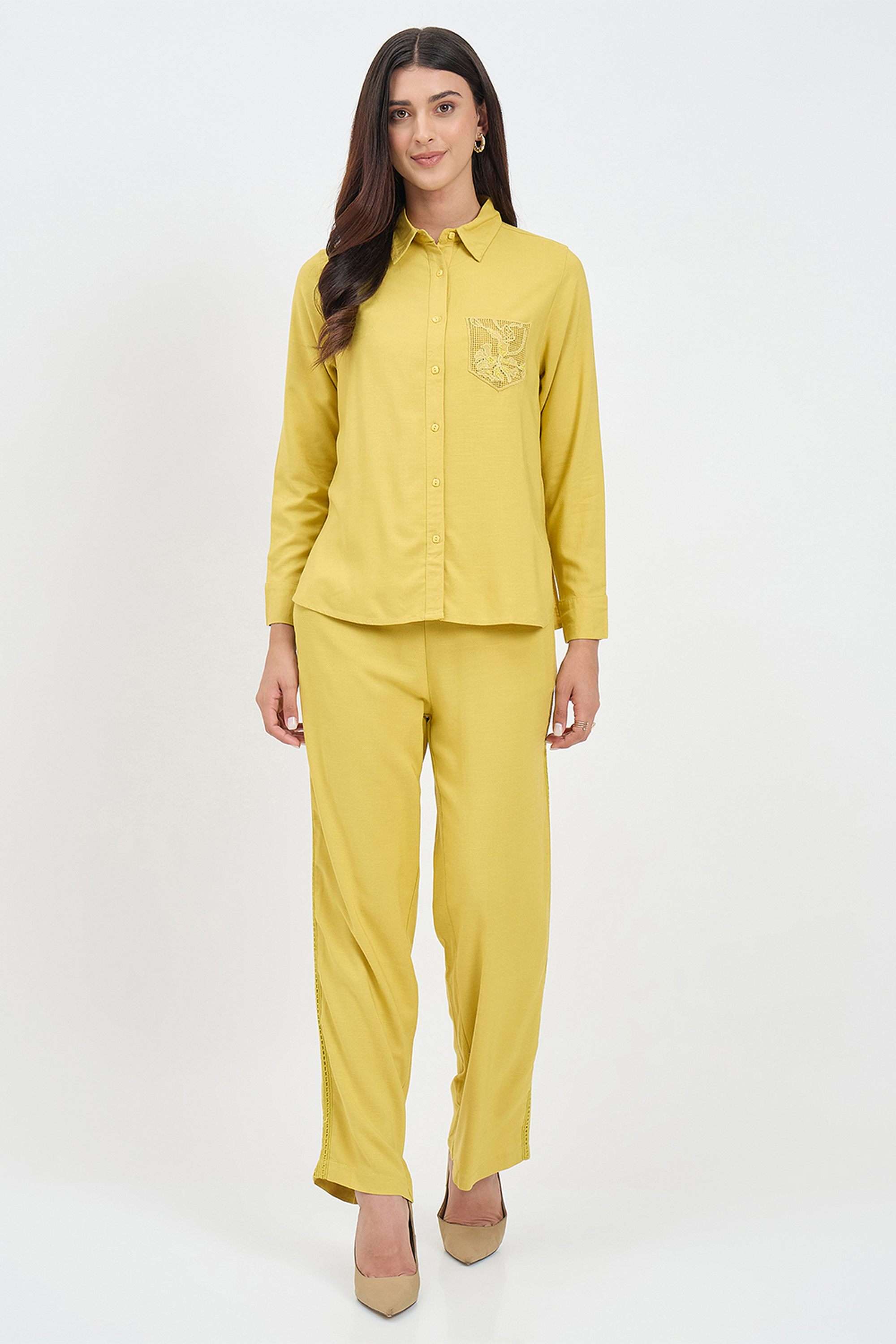 madame Solid Viscose Woven Women's Co-Ord Set-picture-19