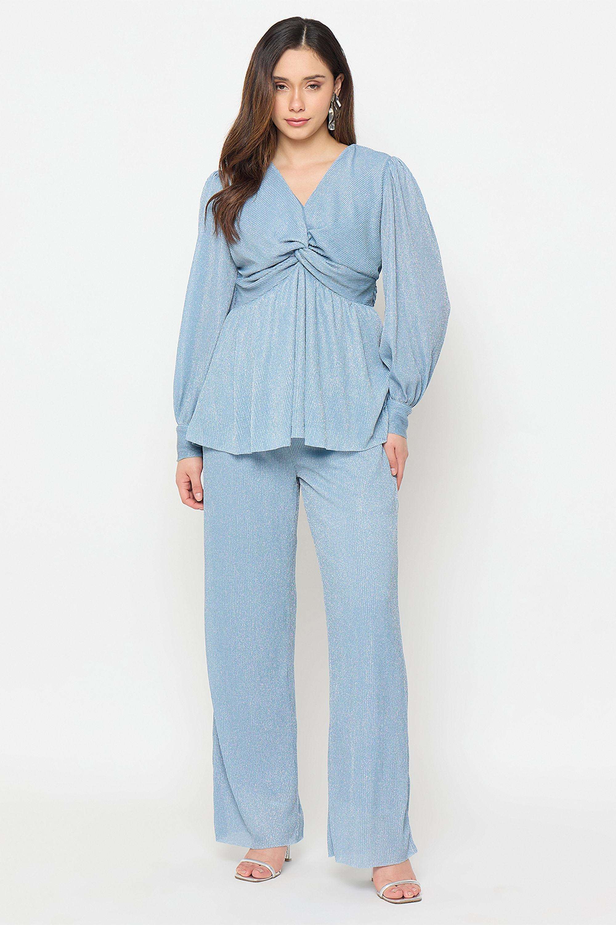 Solid-Polyester-Women-s-Co-Ord-Set
