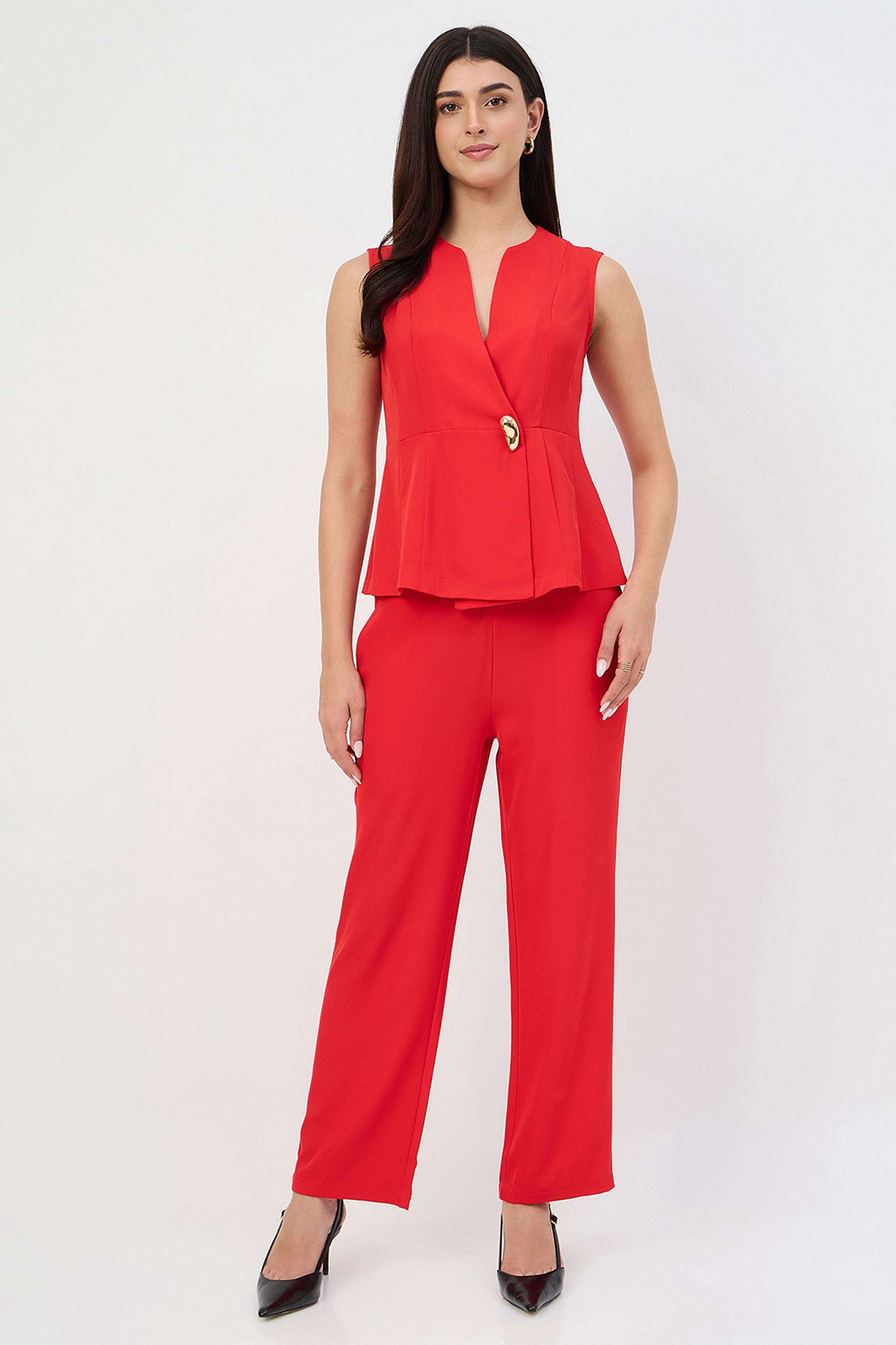 Solid-Polyester-Regular-Fit-Women-s-Co-Ord-Set