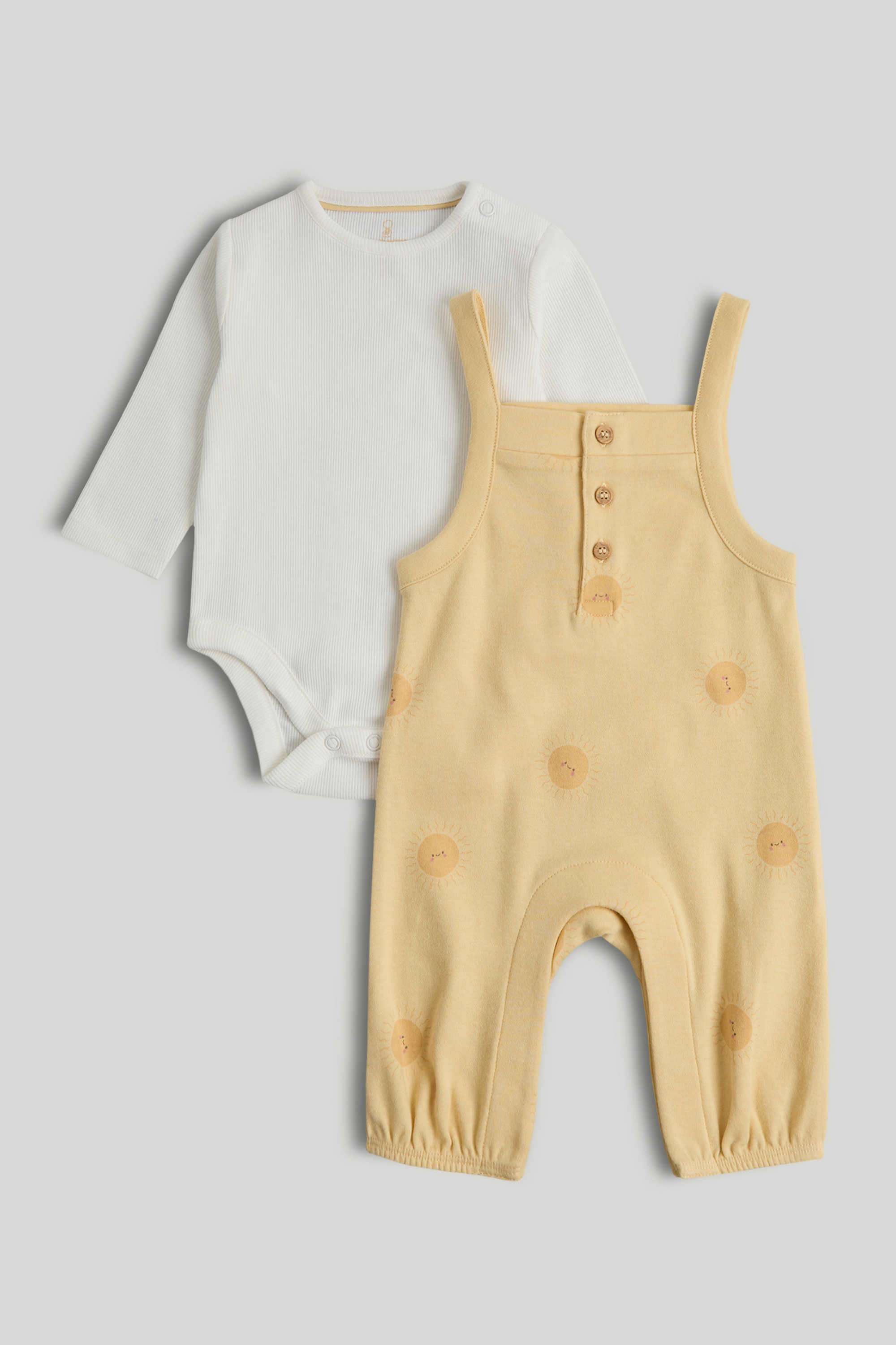 My-First-Unisex-Contemporary-Full-Sleeves-Dungaree-And-Bodysuit-Set---Multi