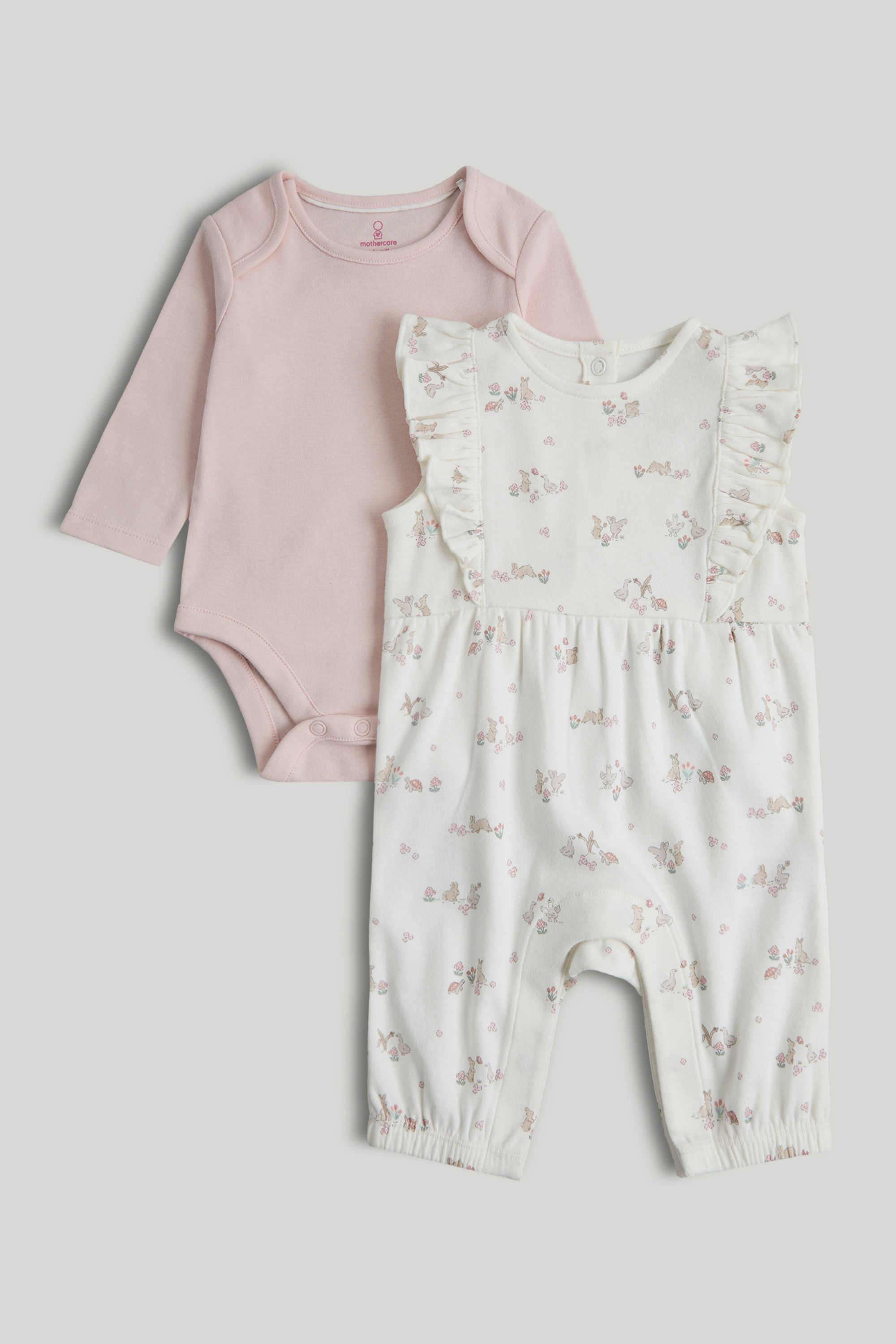 My-First-Girls-Classic-Printed-Sleeveless-Dungaree-And-Bodysuit-Set---Multi