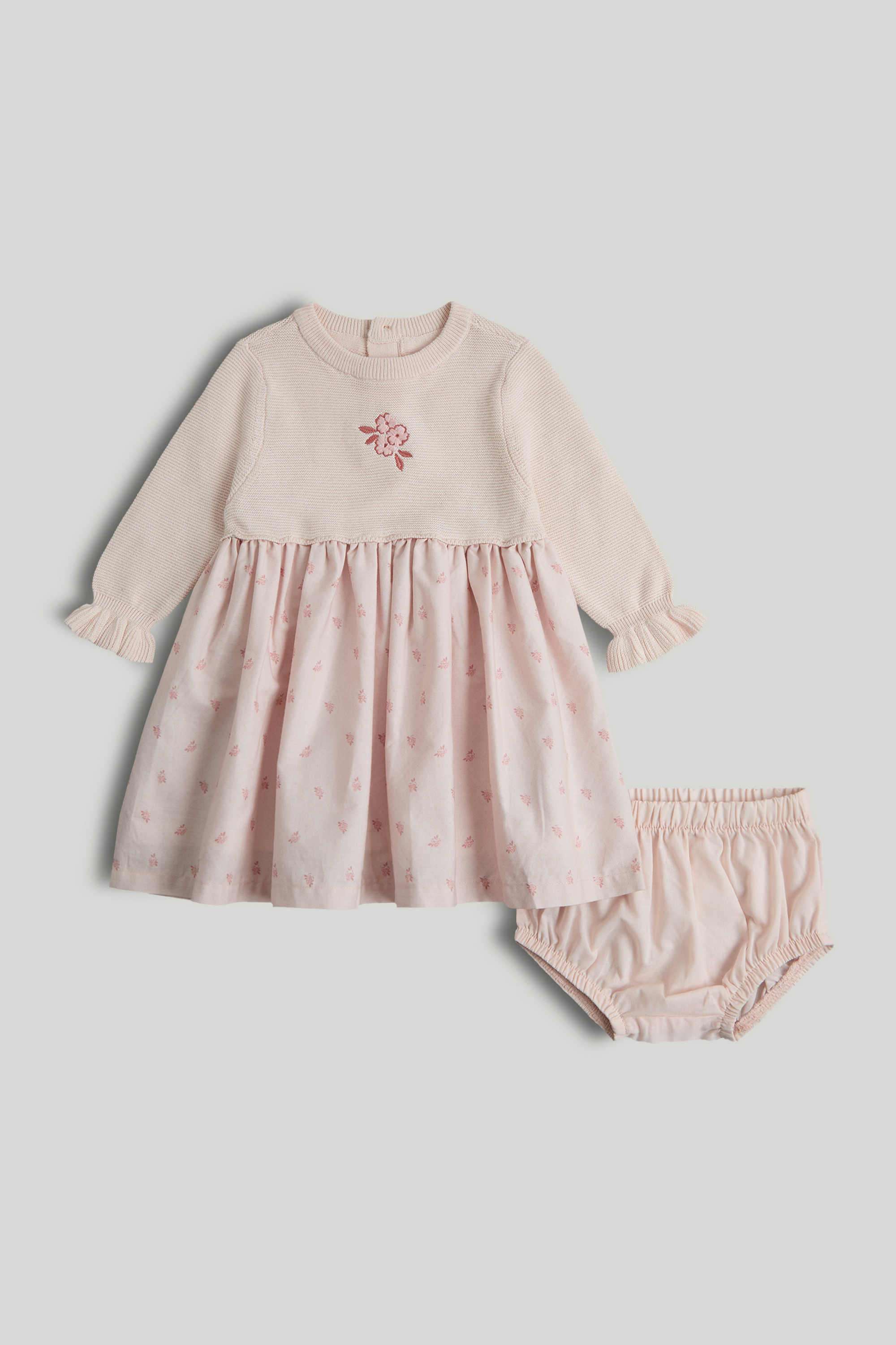 My-First-Girls---Classic-Printed-Full-Sleeves-Dress-With-Knickers---Light-Pink