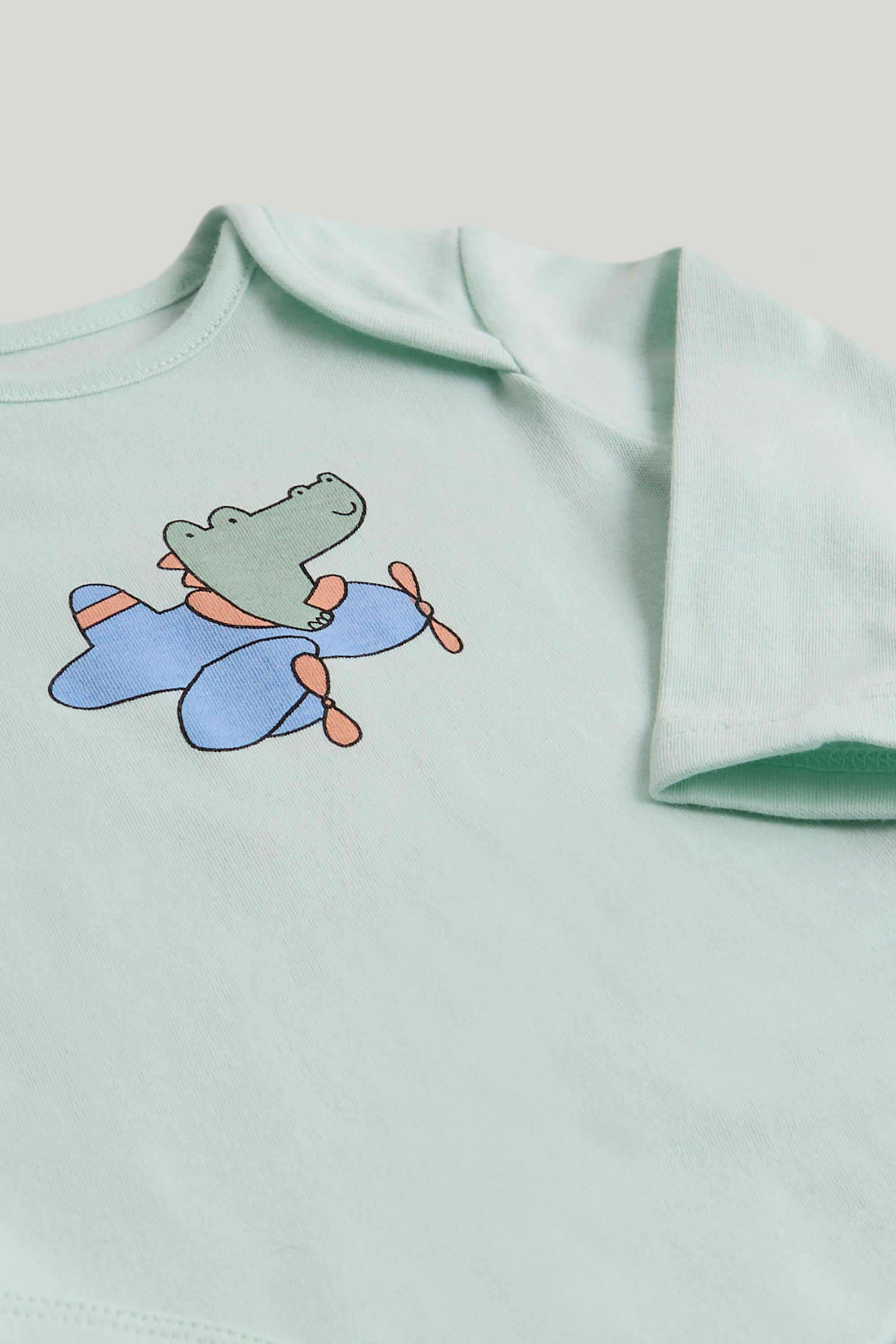 Baby-Boys-Printed-Full-Sleeves-3-Piece-Bodysuit -Pant-And-Cap-Set---Light-Green