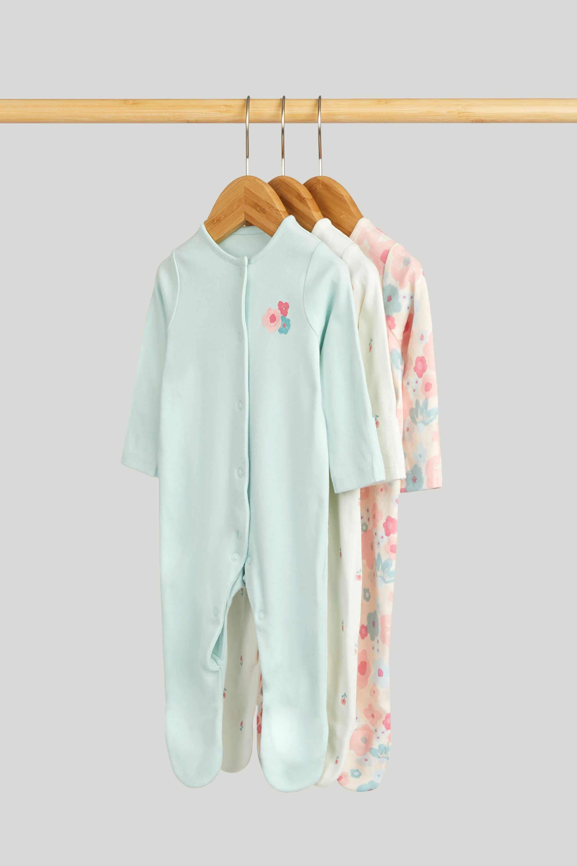 Baby-Girls-Printed-Full-Sleeves-Sleepsuit---Pack-Of-3---Multi