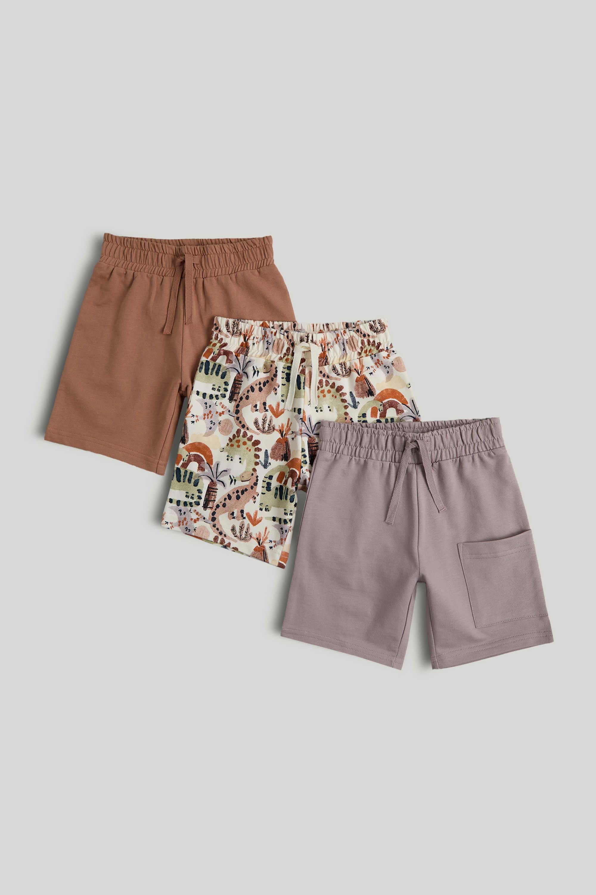 Mini-Boys-Dino-Expression-Printed-Shorts---Pack-Of-3---Multi