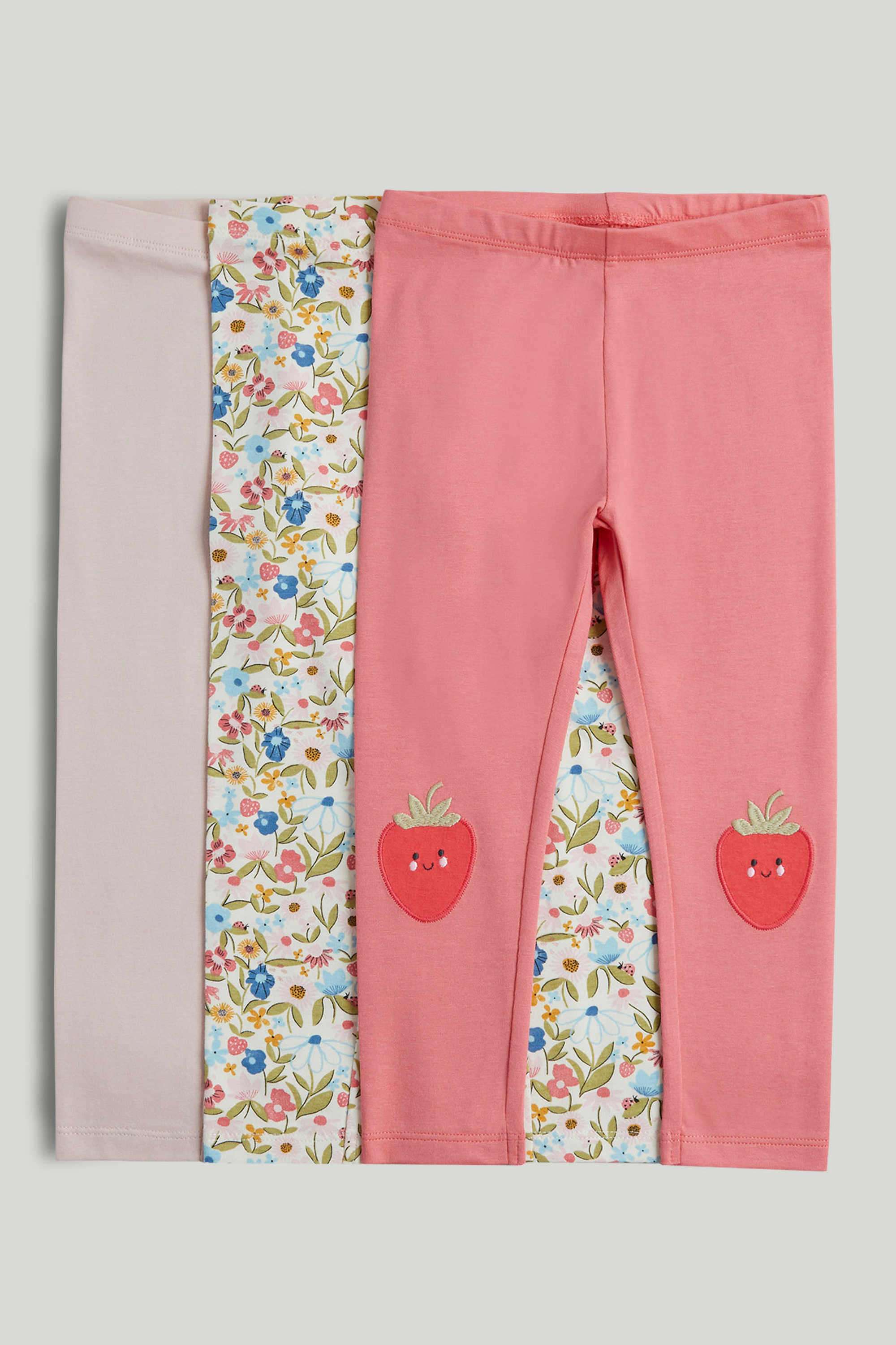 Mini-Girls-Strawberry-Fields-Printed-Leggings---Pack-Of-3---Multi