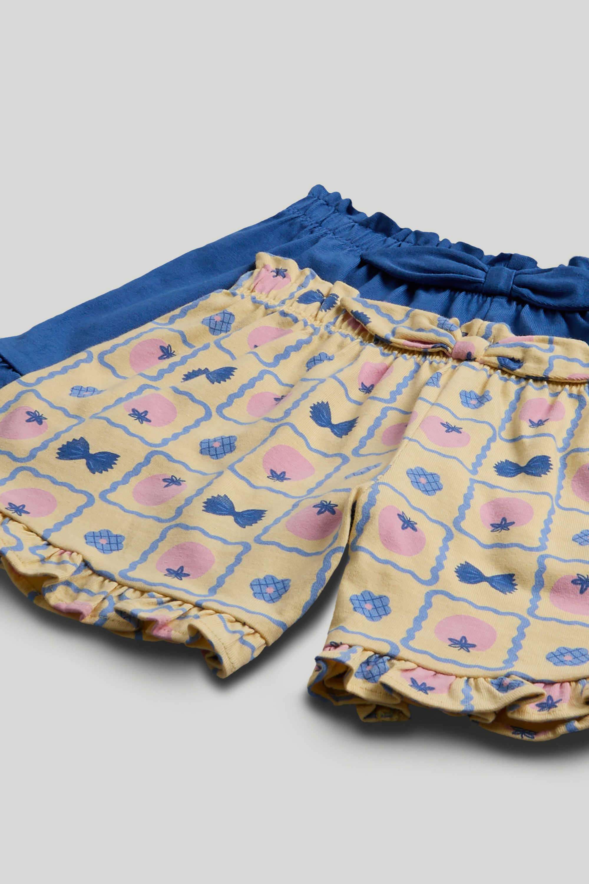 Mini-Girls-Mediterranean-Charm-Printed-Shorts---Pack-Of-2---Multi