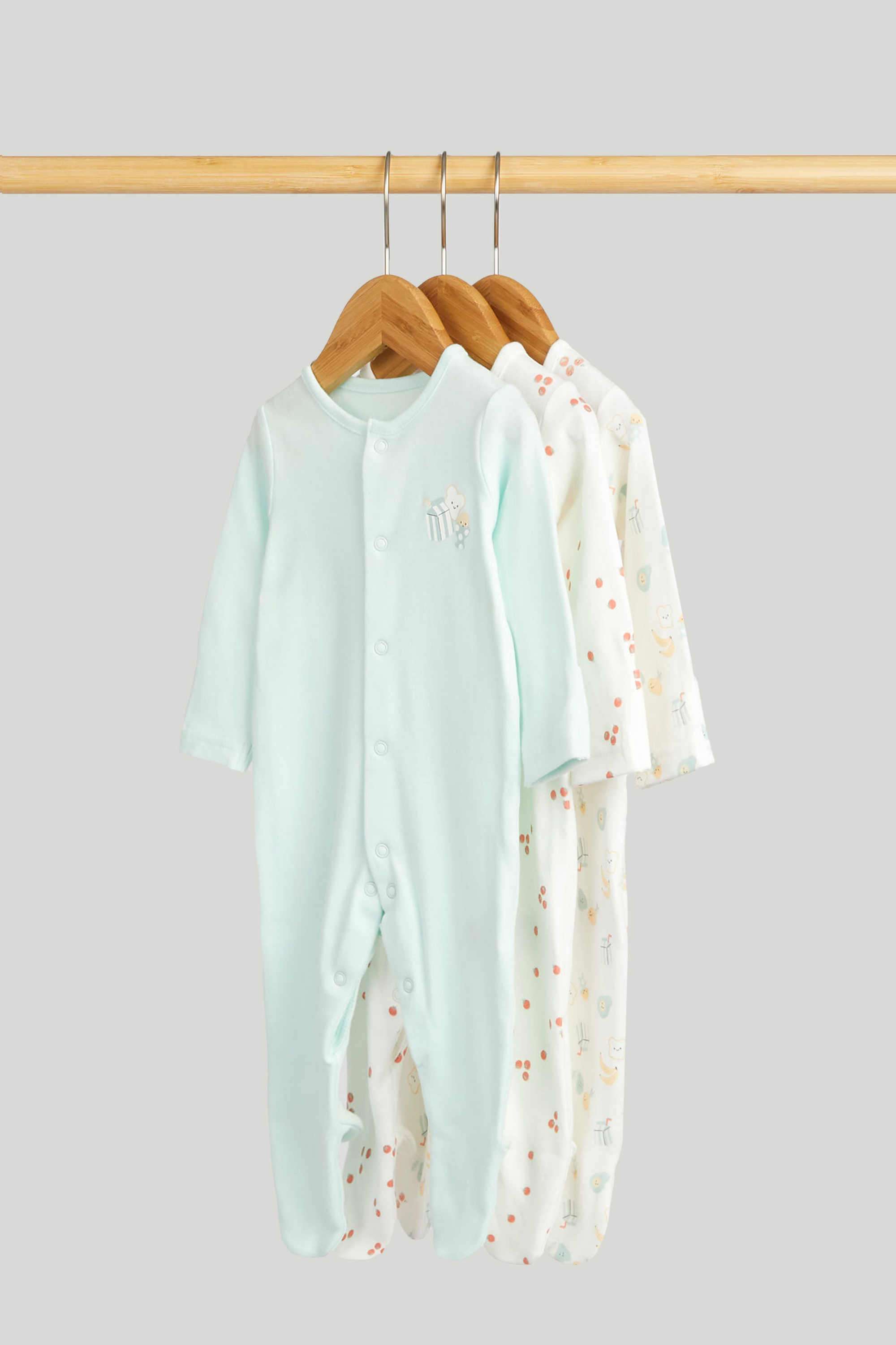 Baby-Unisex-Printed-Full-Sleeves-Sleepsuit---Pack-Of-3---Multi