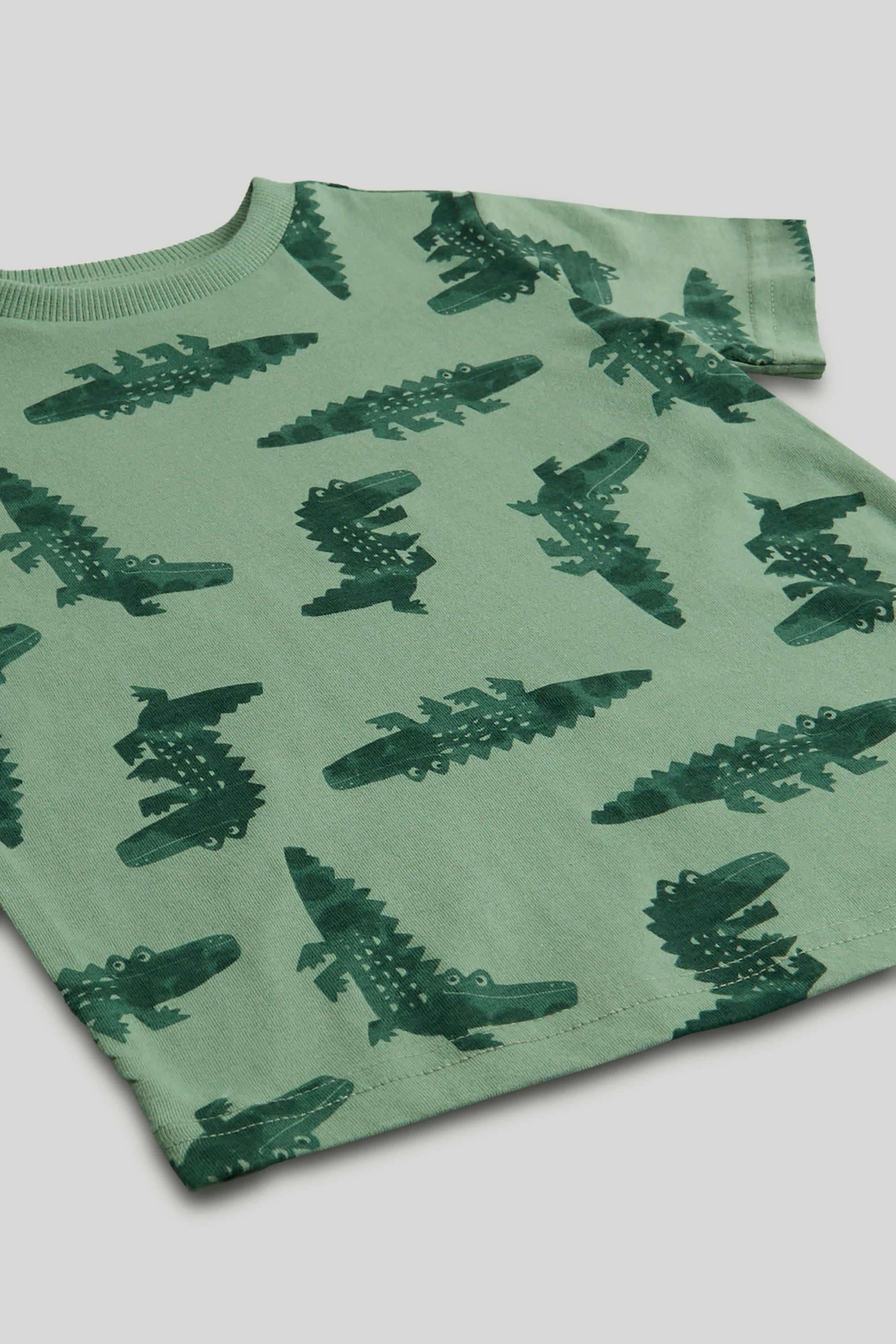 Mini-Boys-Printed-Short-Sleeves-2-Piece-T-Shirt-And-Shorts-Set---Green