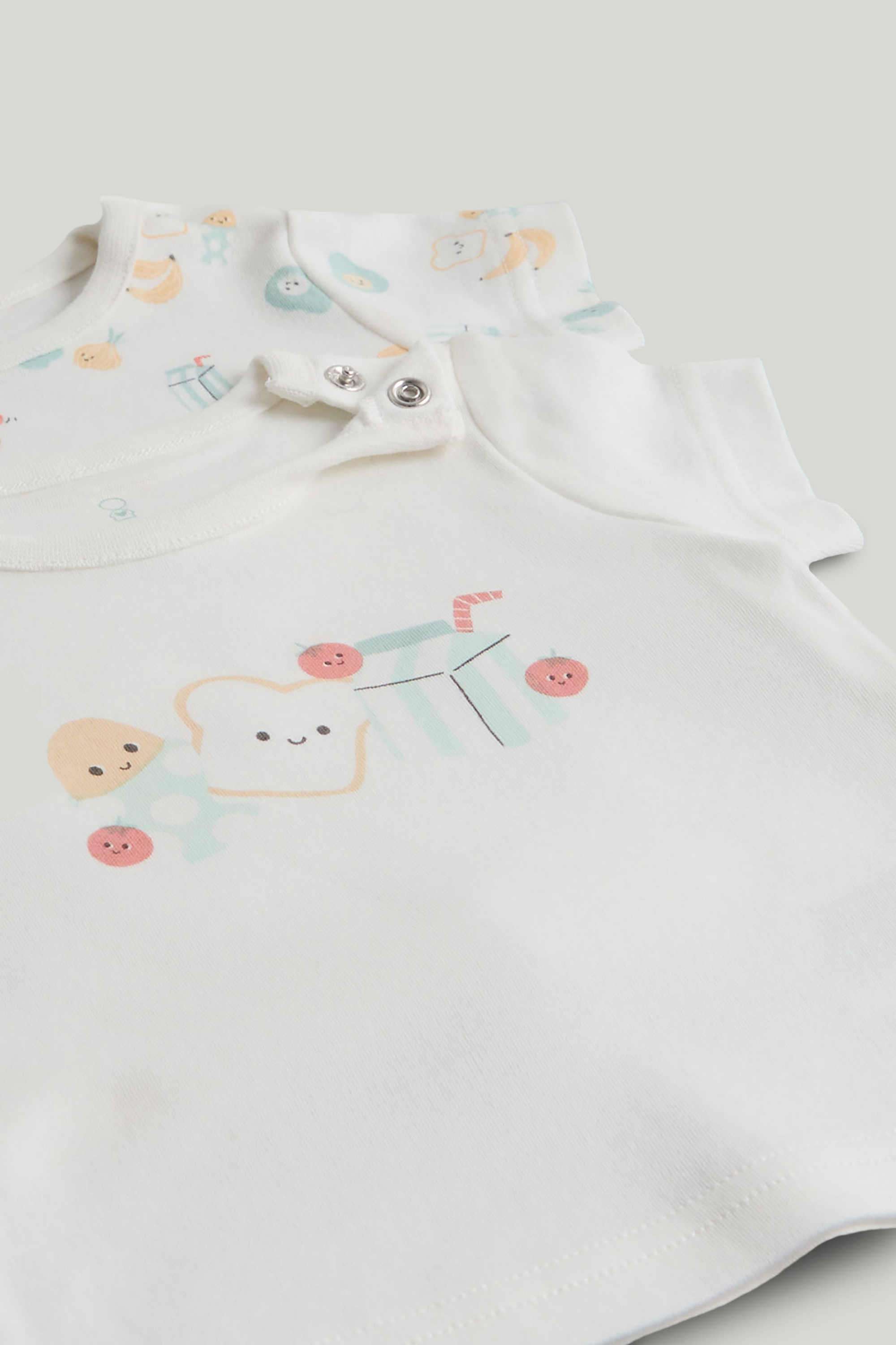 Baby-Unisex-Printed-Short-Sleeves-4-Piece-T-Shirt-And-Short-Set---White