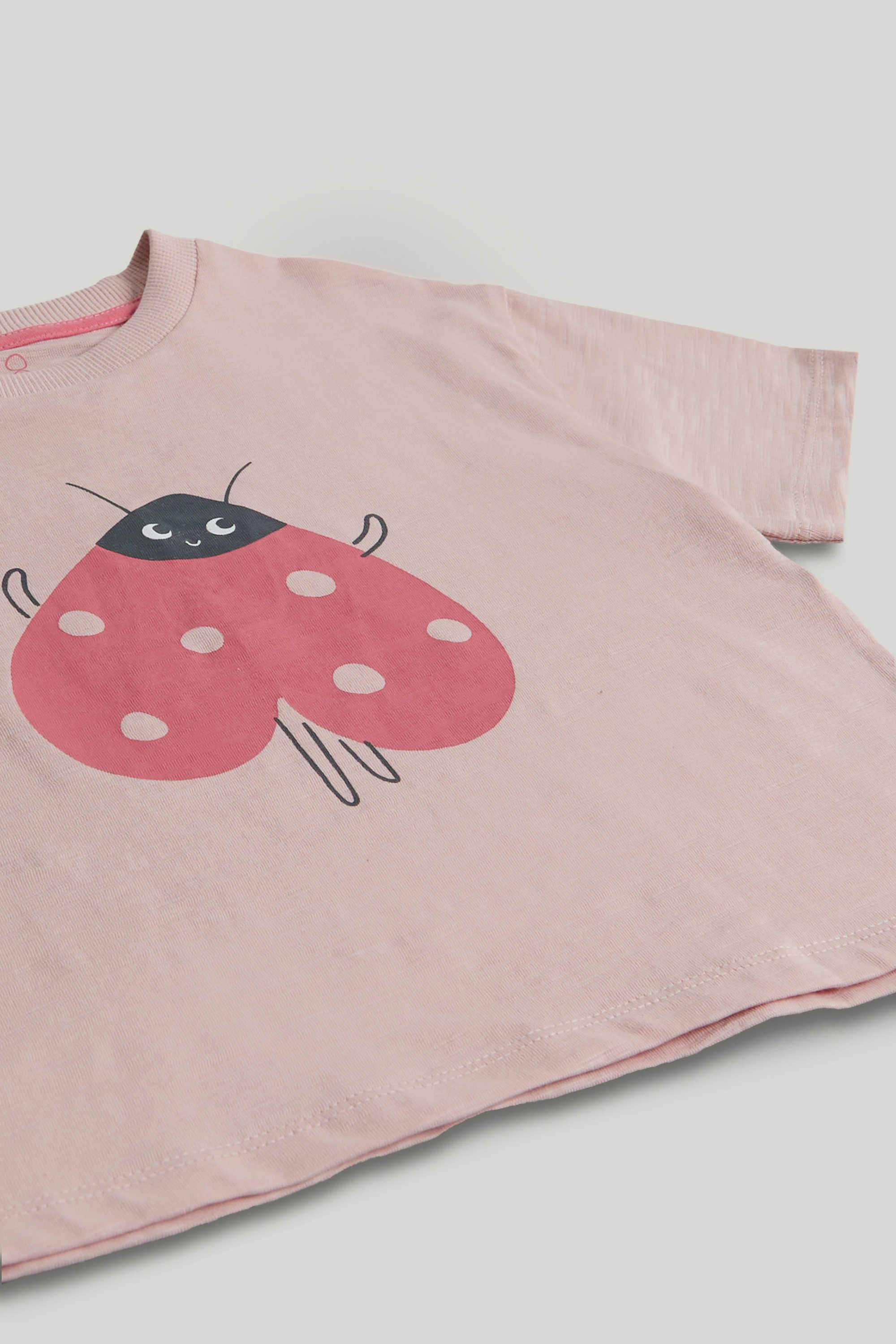 Mini-Girls-Strawberry-Fields-Printed-Short-Sleeves-2-Piece-T-Shirt-And-Trouser-Set---Pink