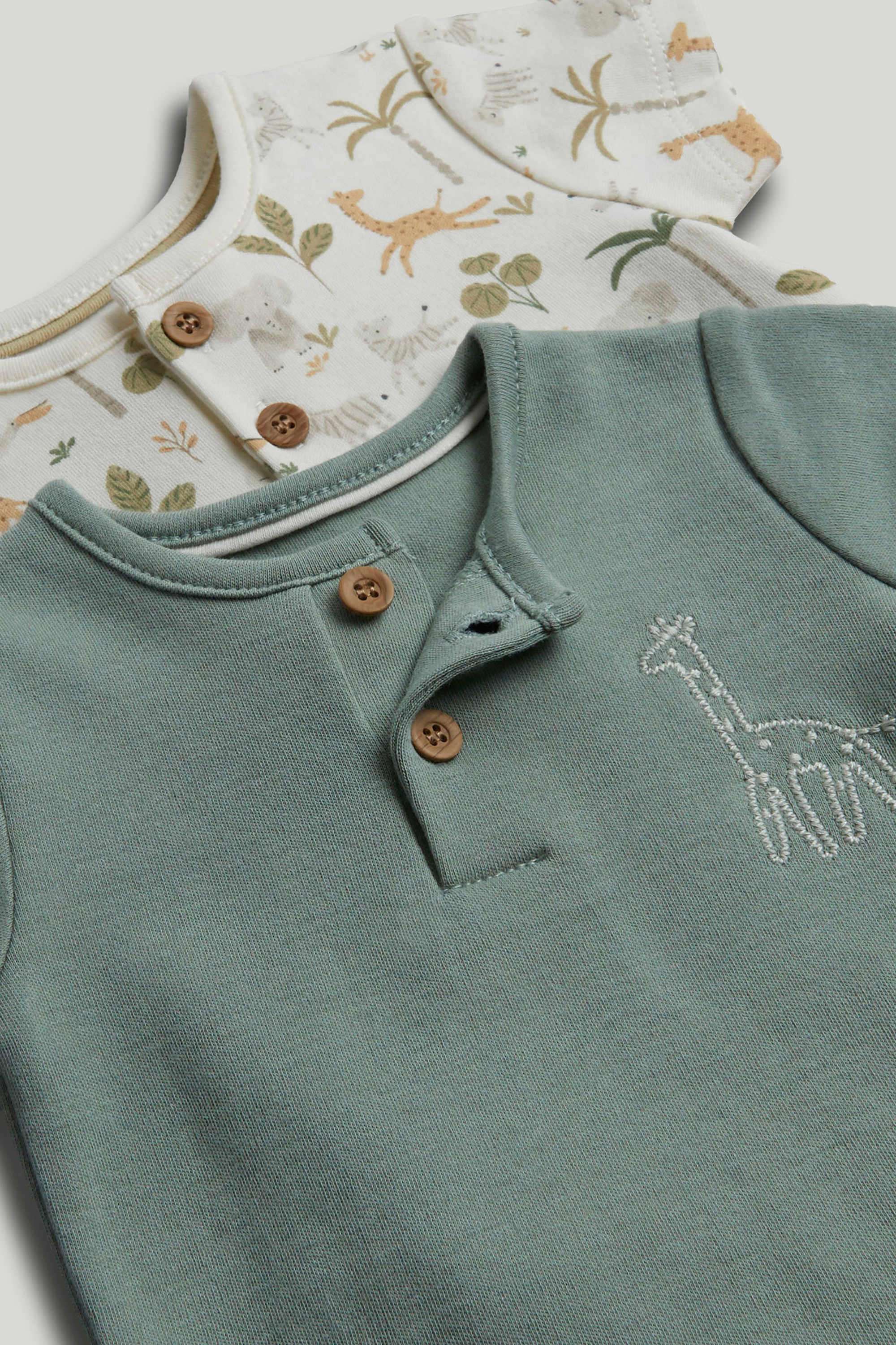 Newborn-Boys-Sage-Safari---Classic-2-Pack-Safari-Bodysuits---Multi