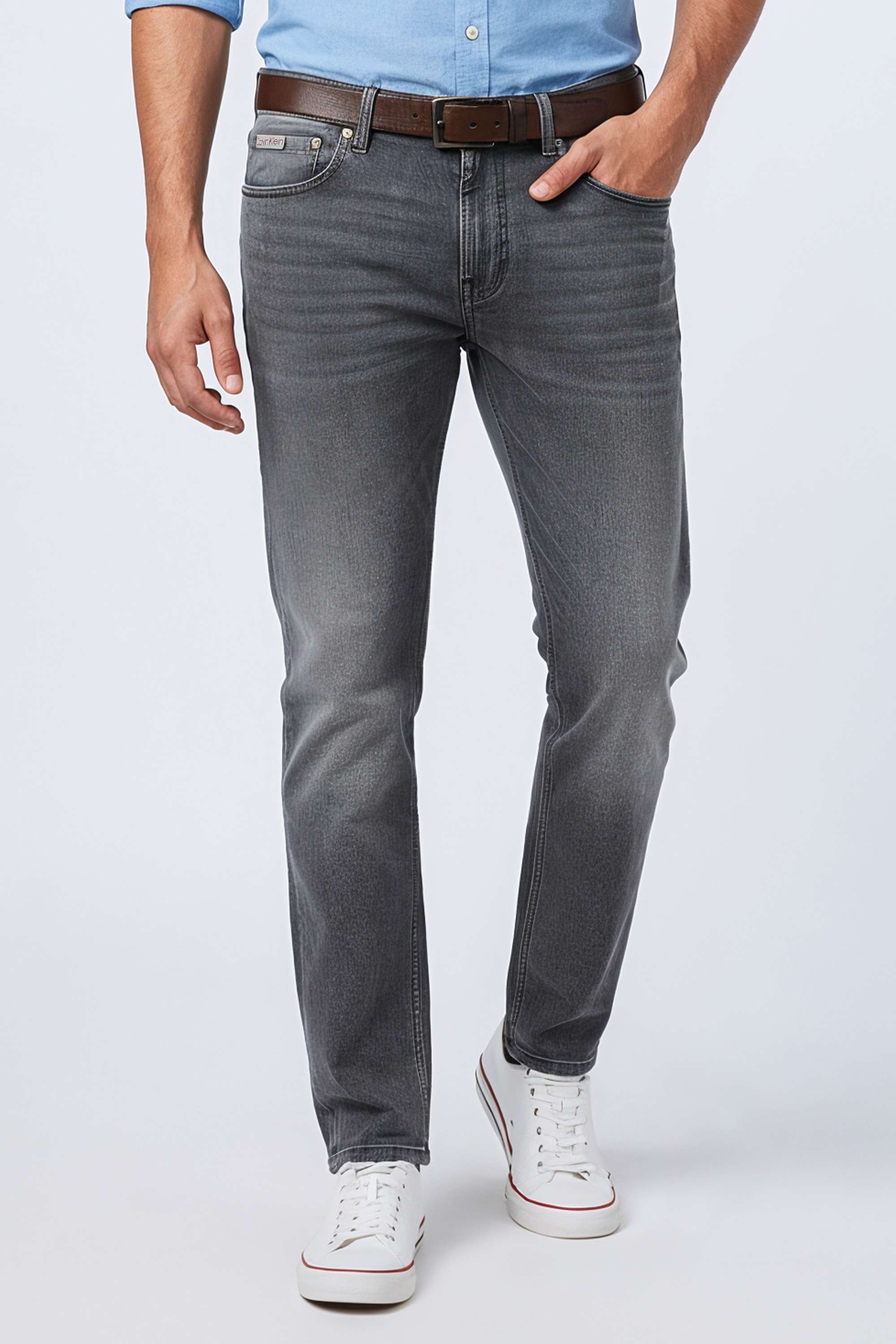 Light-Wash-Blended-Fabric-Straight-Fit-Men-s-Jeans