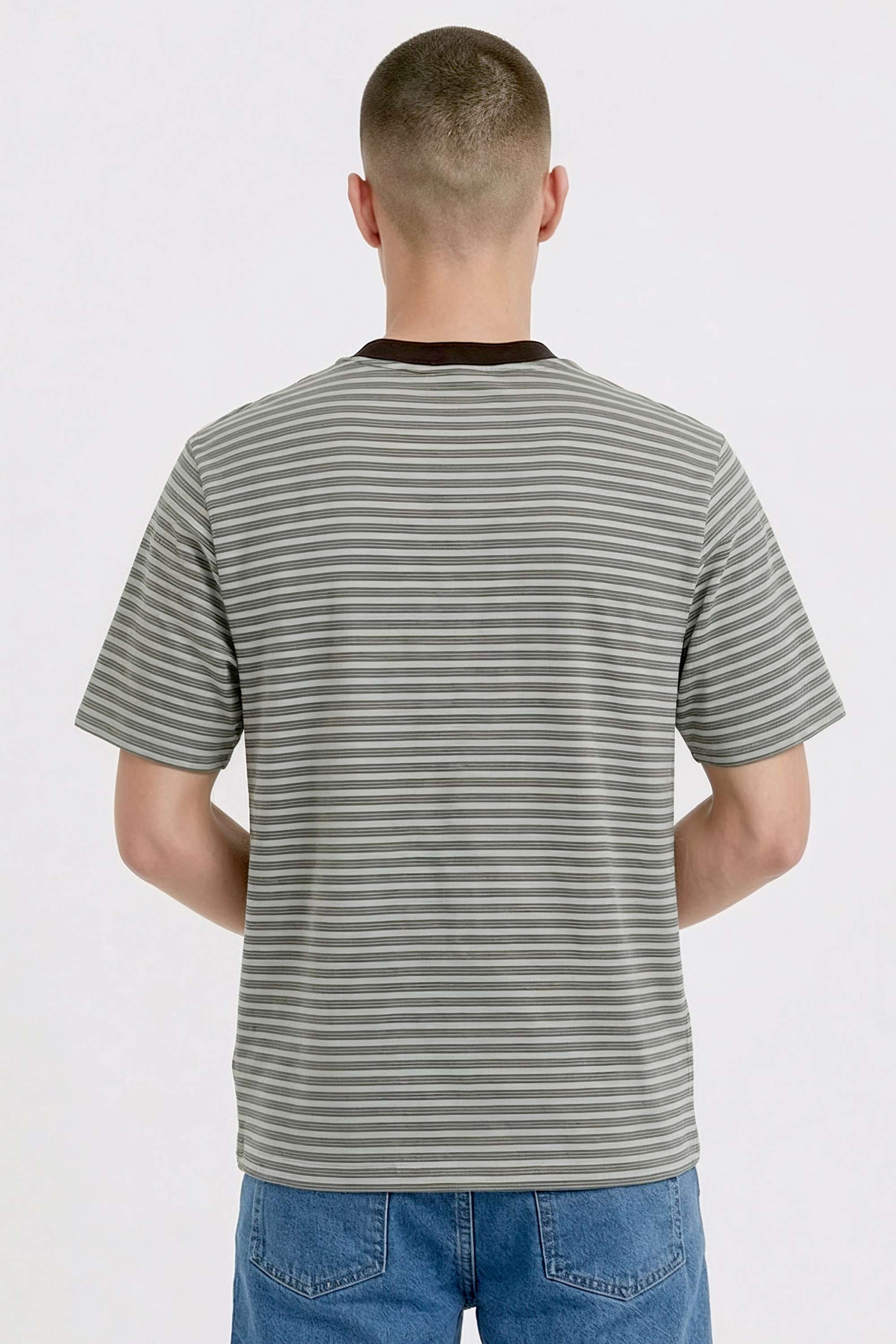 Stripes-Blended-Fabric-Slim-Fit-Men-s-T-Shirt