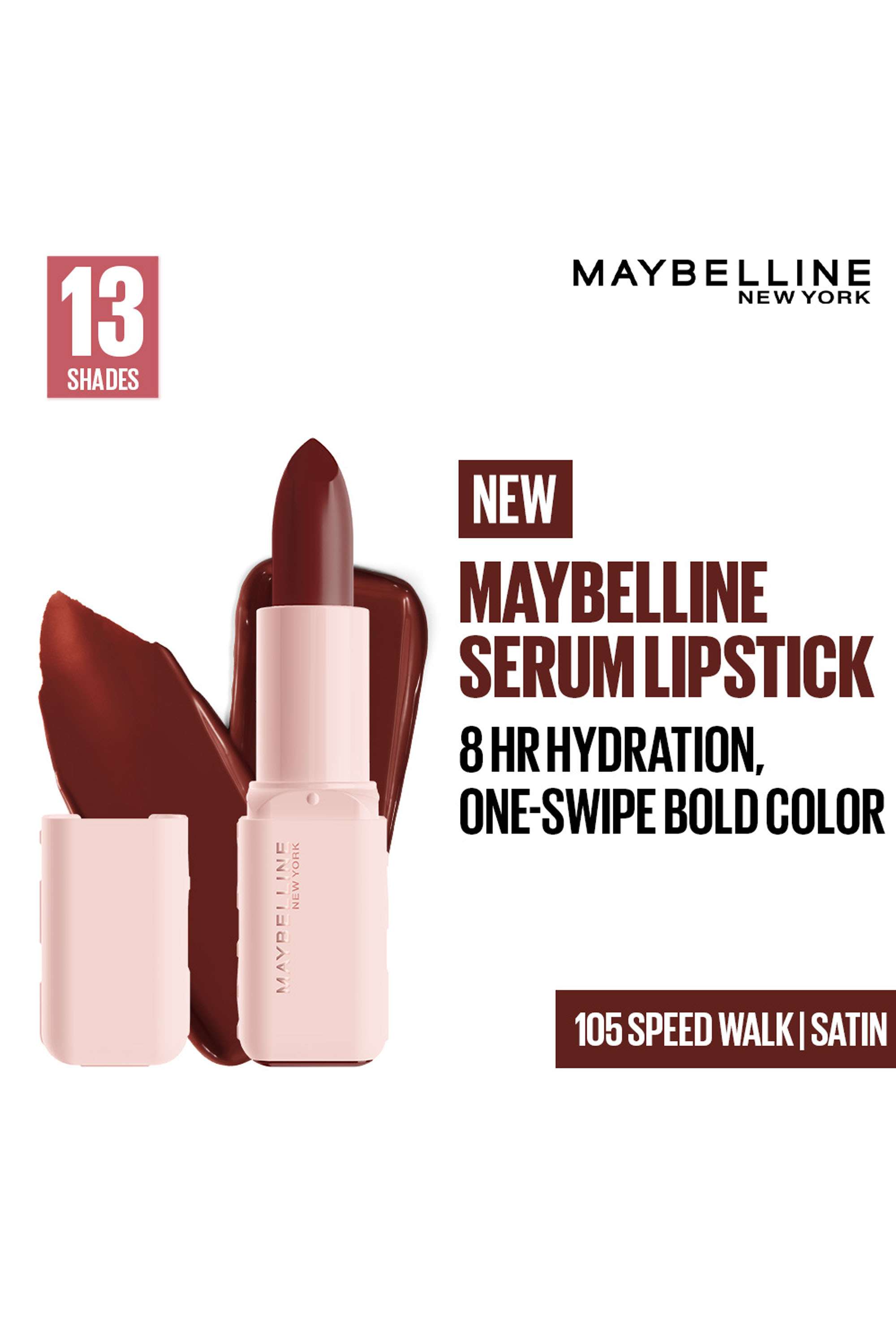 Serum-Satin-Lipstick-8Hr-Hydration-+-One-Swipe-Bold-Color---105-Speed-Walk -4.2-gm