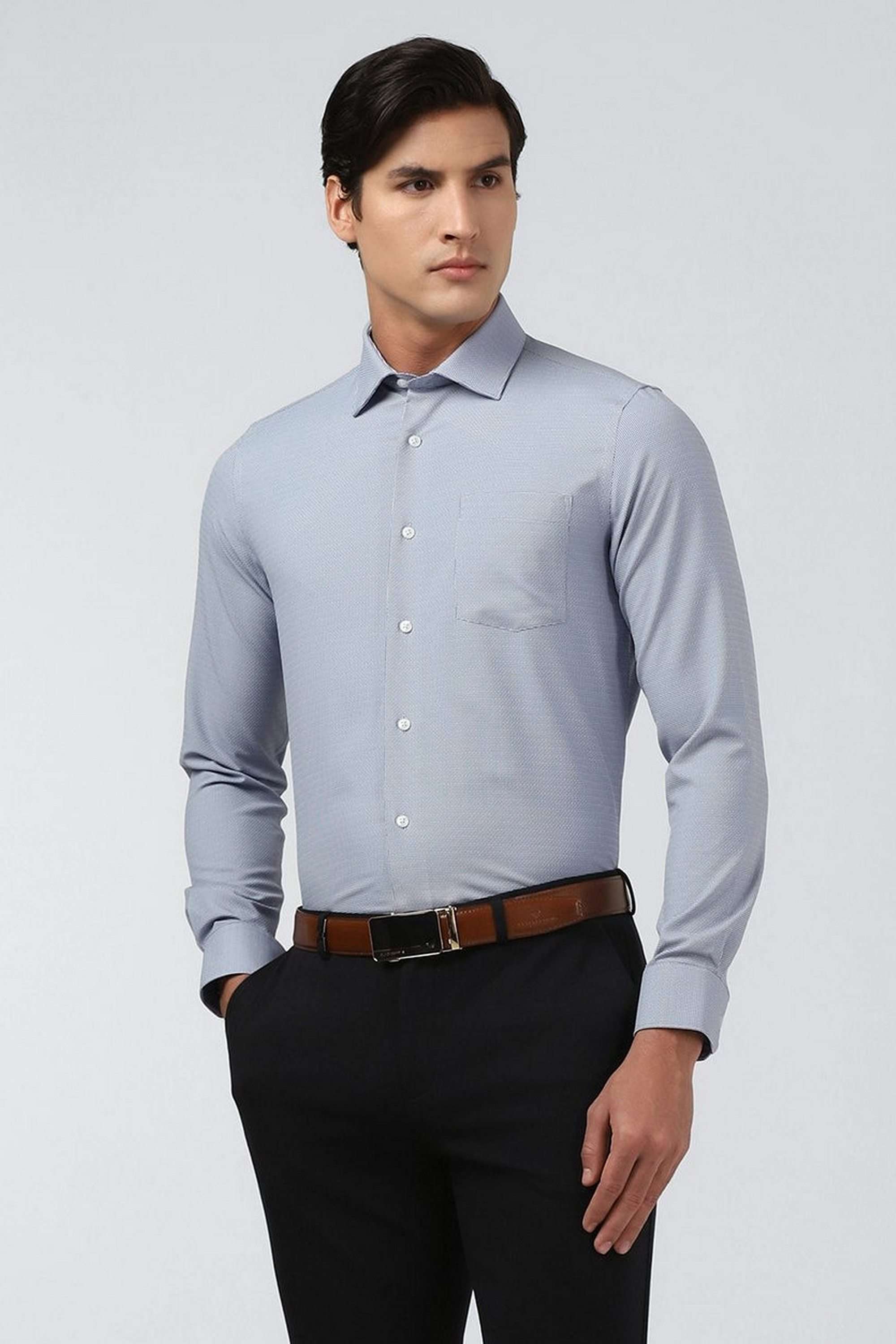 Dobby-Polyester-Slim-Fit-Men-s-Shirt