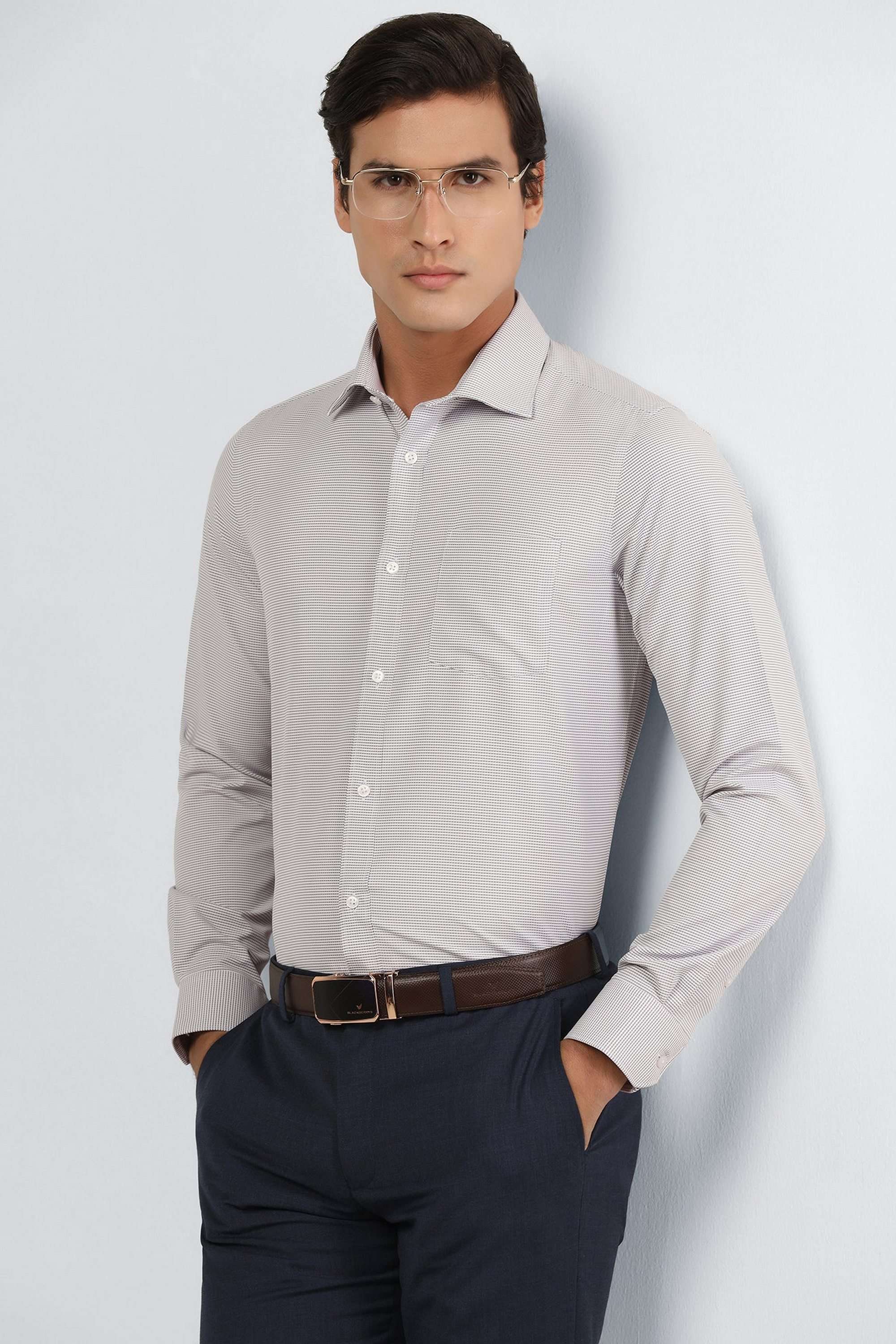 Dobby-Polyester-Slim-Fit-Men-s-Shirt
