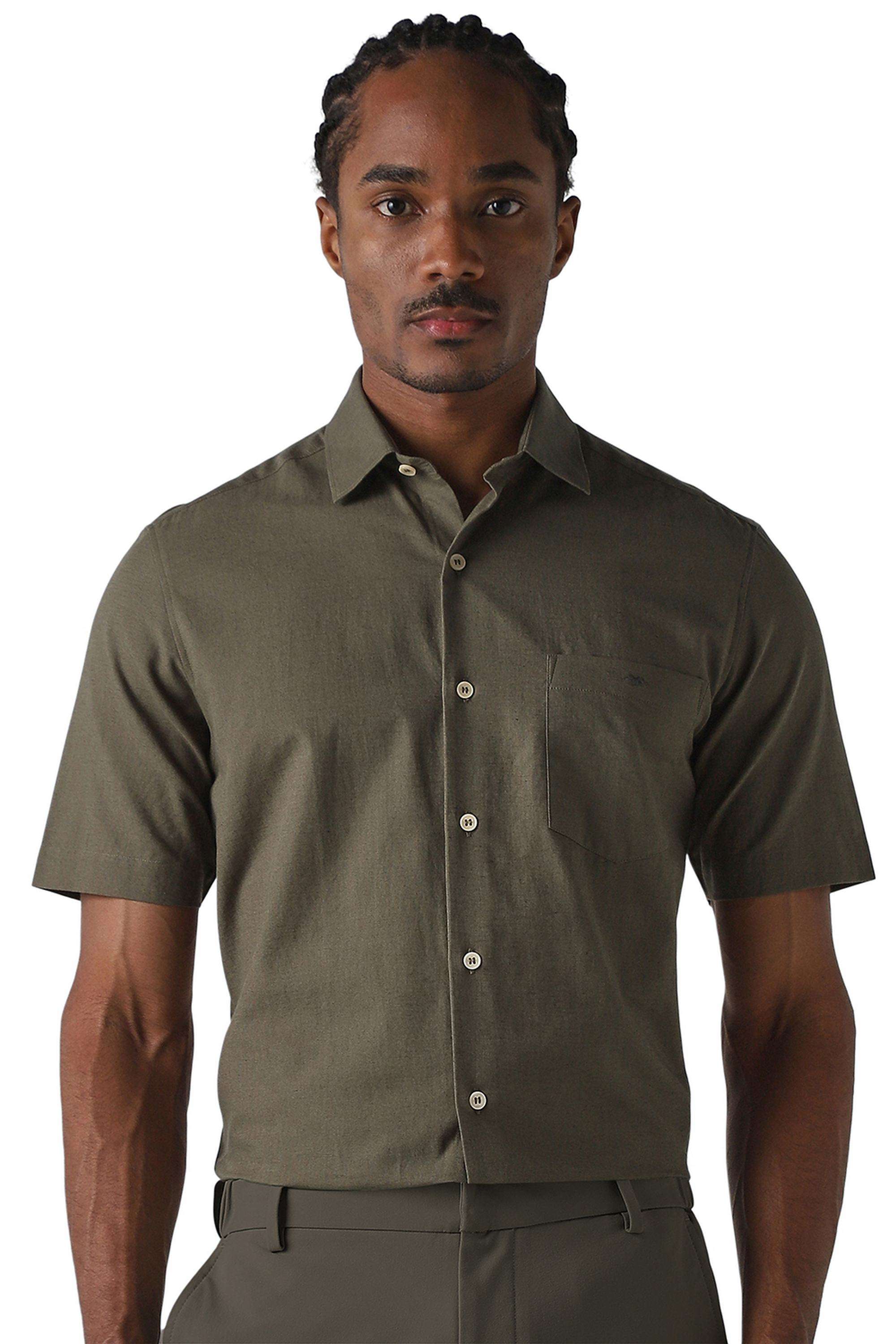 Solid-Cotton-Regular-Fit-Men-s-Shirt