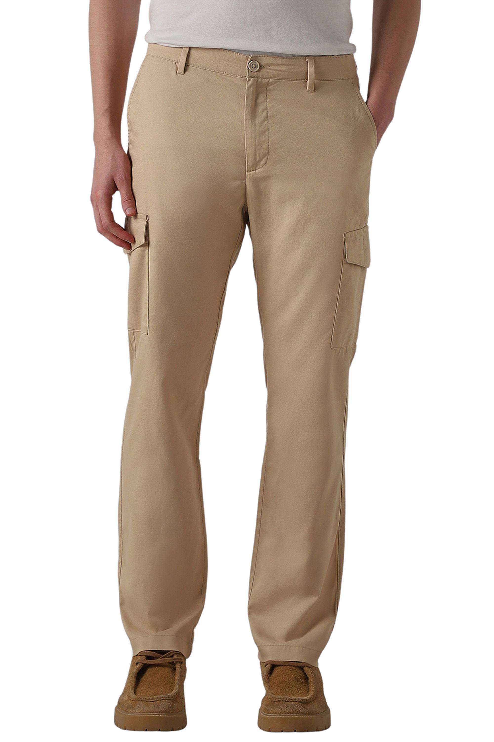 Solid-Cotton-Straight-Fit-Men-s-Casual-Trousers