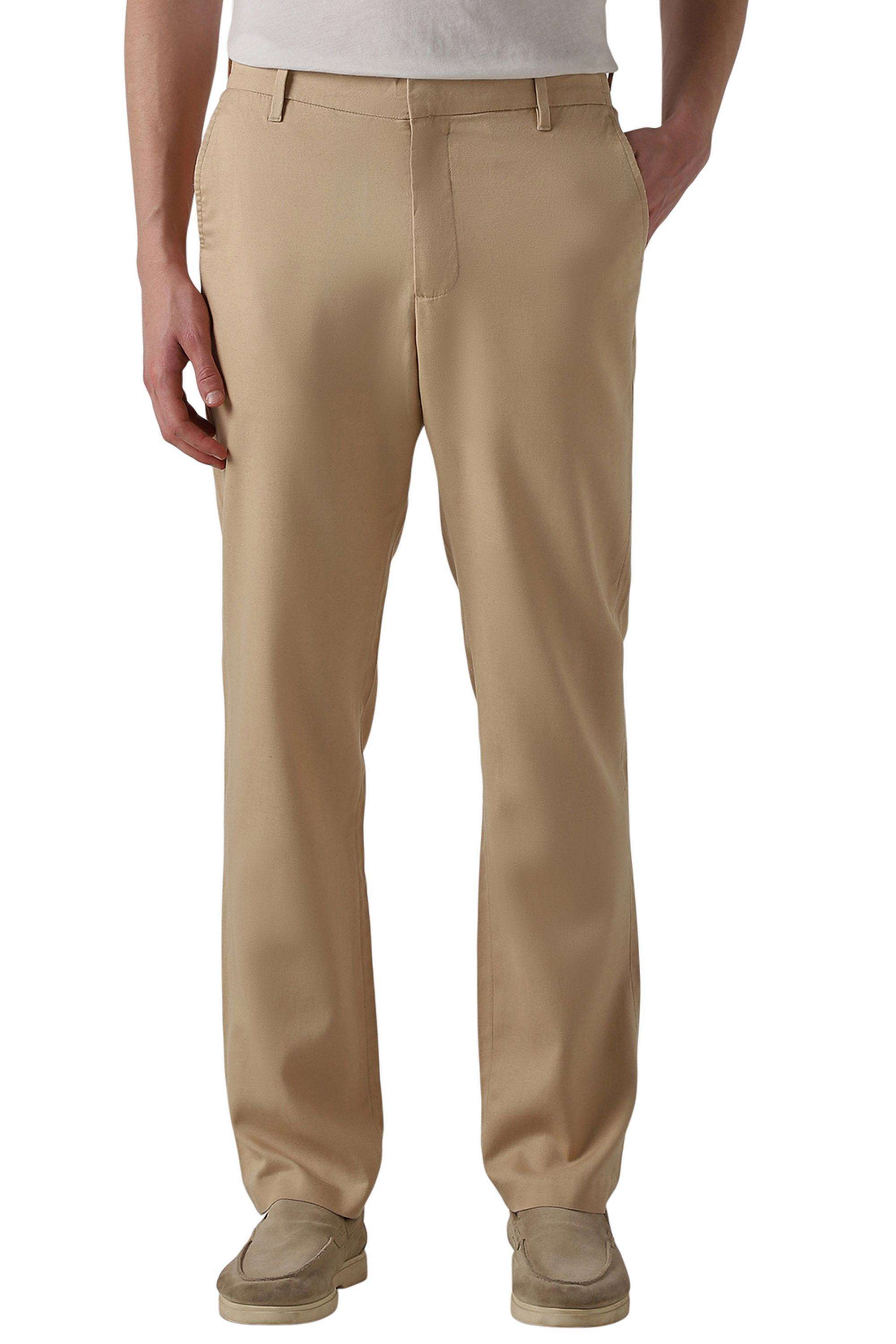 Solid-Cotton-Straight-Fit-Men-s-Casual-Trousers