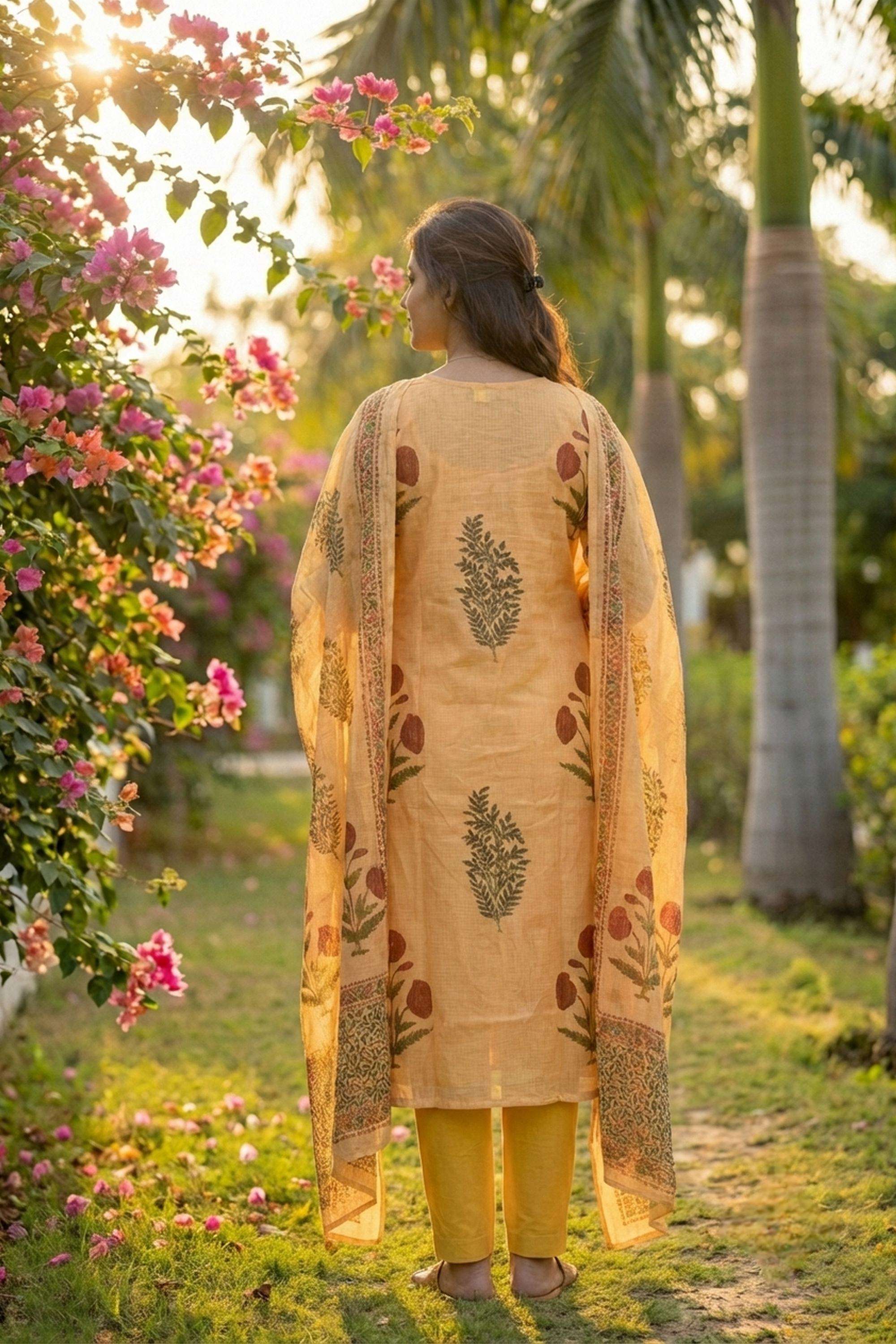 Floral-Cotton-Round-Neck-Women-Kurta-with-Pant-and-Dupatta