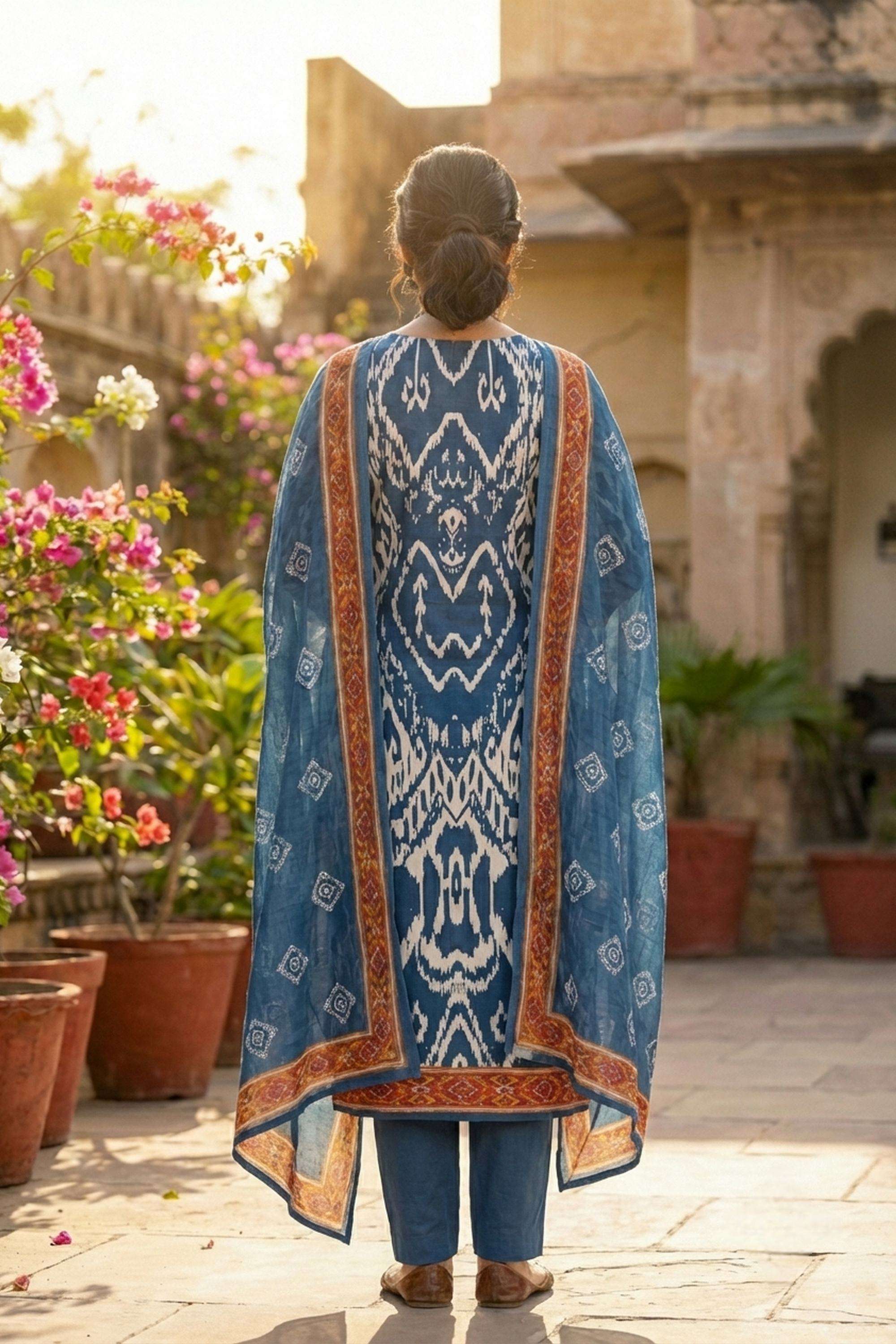Printed-Cotton-Round-Neck-Women-Kurta-with-Pant-and-Dupatta