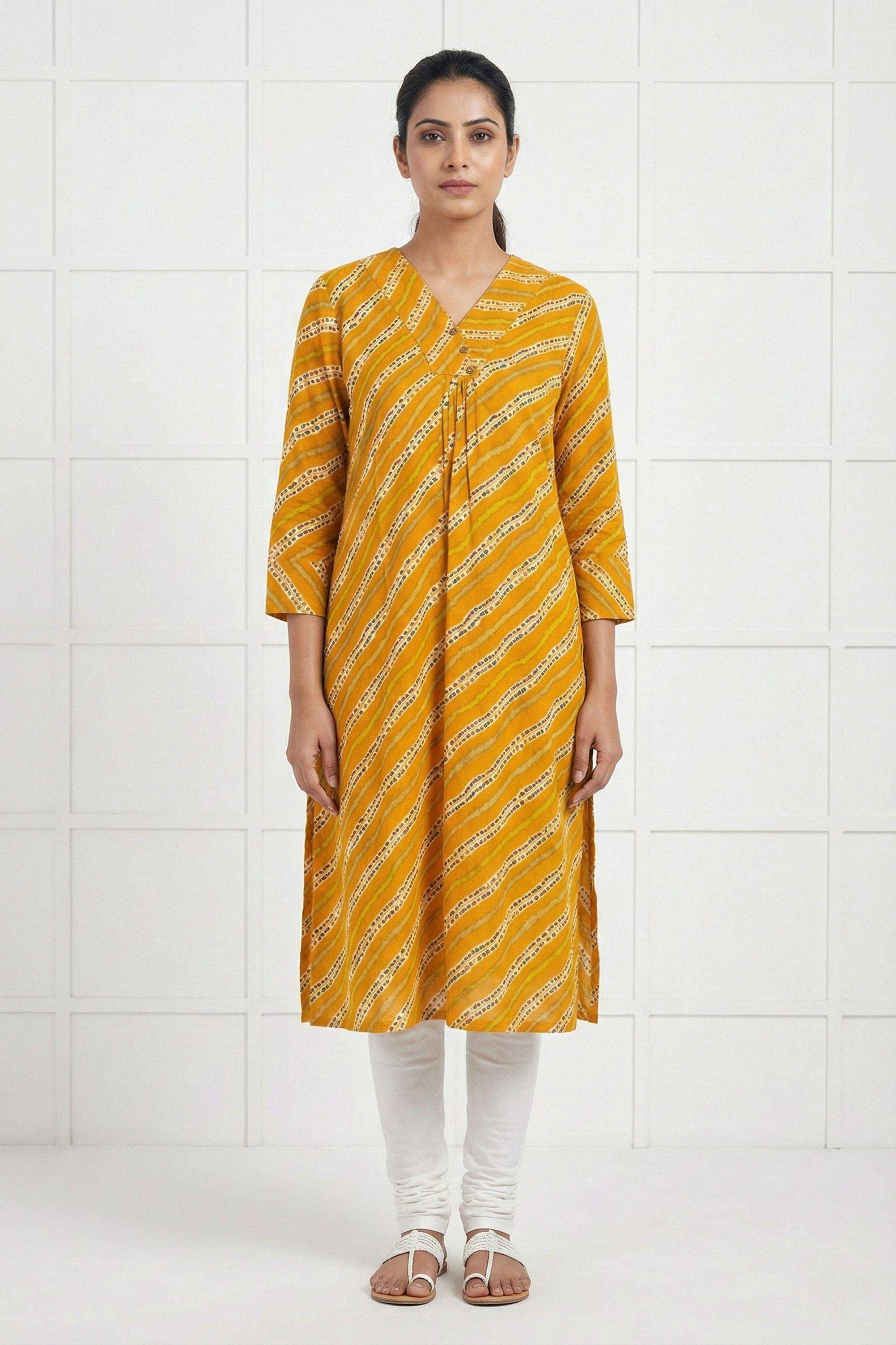Stripes-Rayon-V-Neck-Women-Kurta