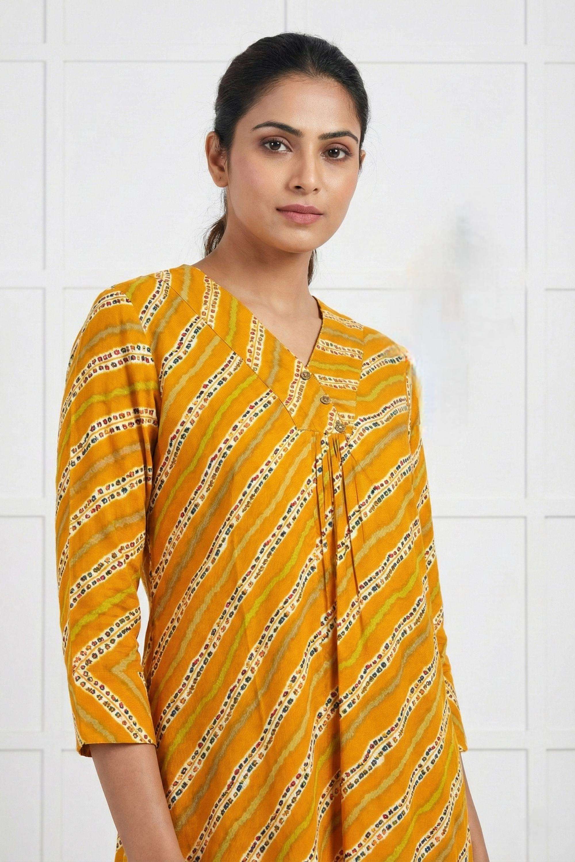 Stripes-Rayon-V-Neck-Women-Kurta