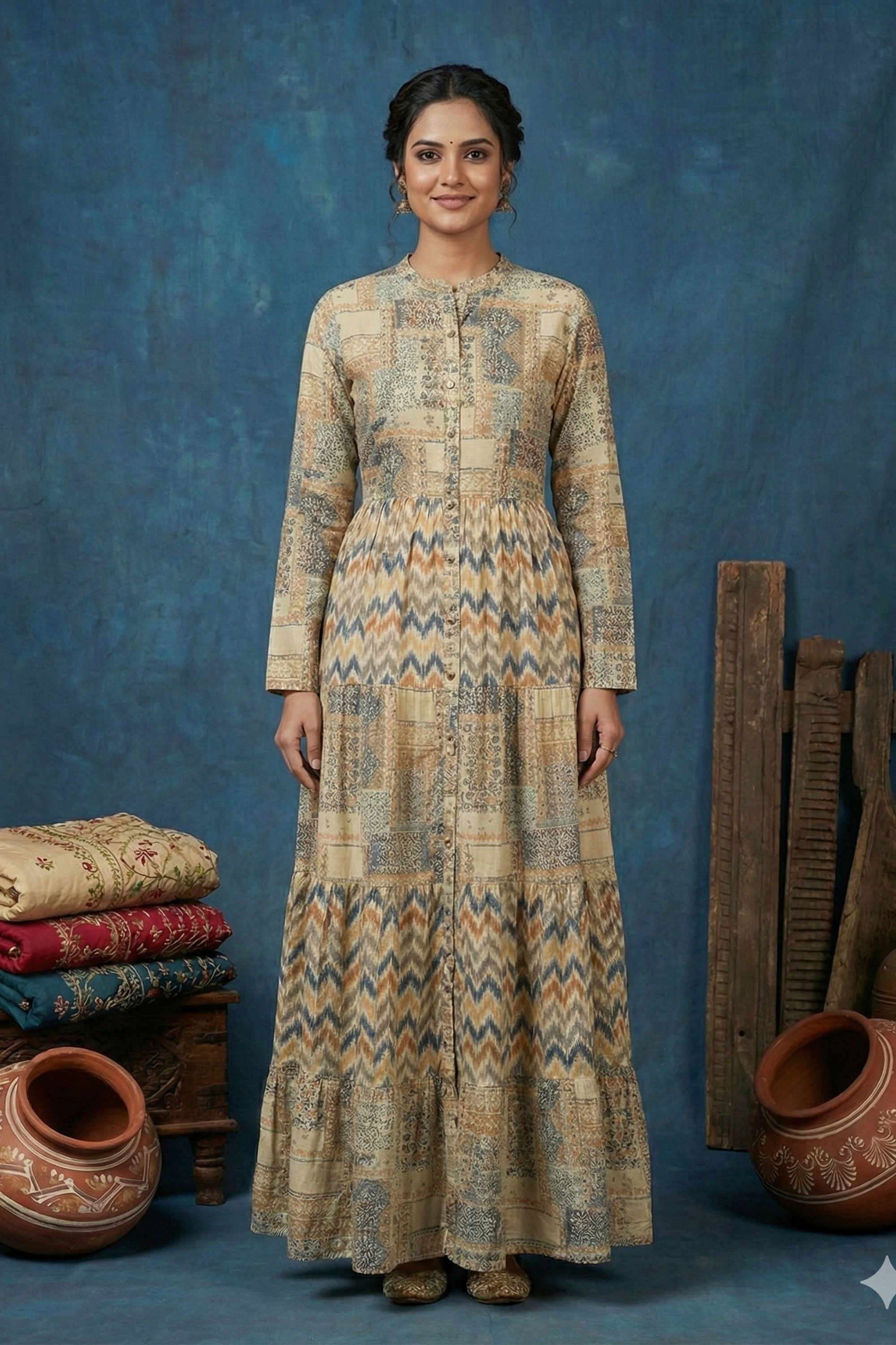 Printed-Rayon-Collared-Women-s-Dress