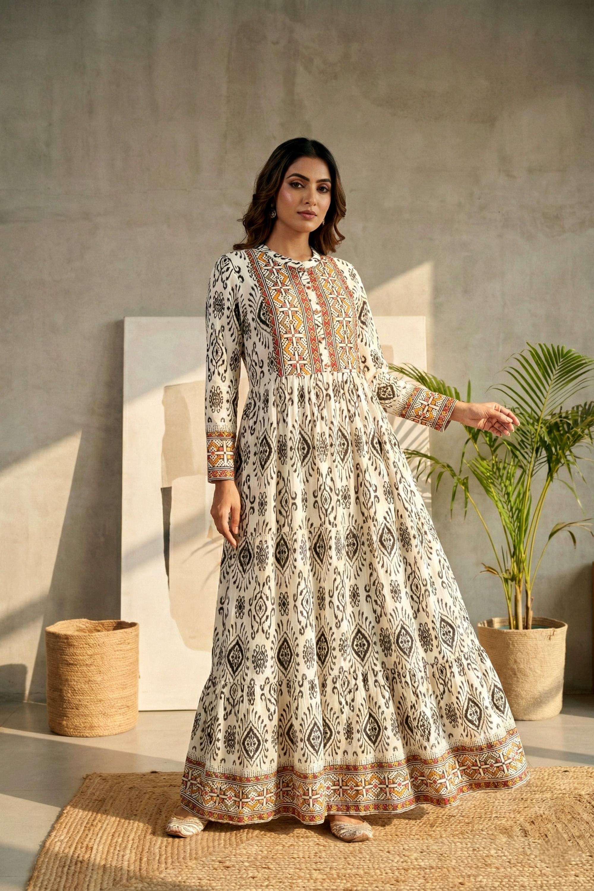 Printed-Rayon-Collared-Women-s-Dress