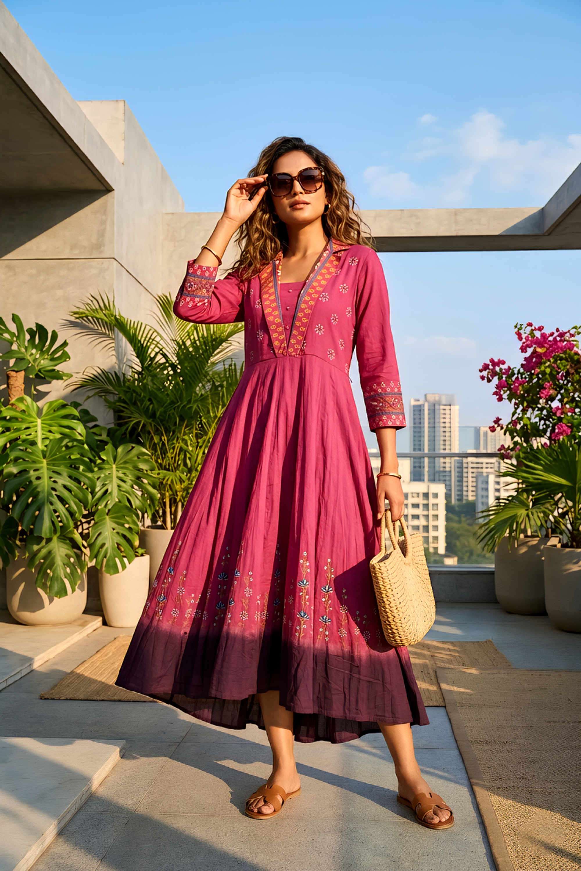 Printed-Cotton-Collared-Women-s-Casual-Wear-Dress
