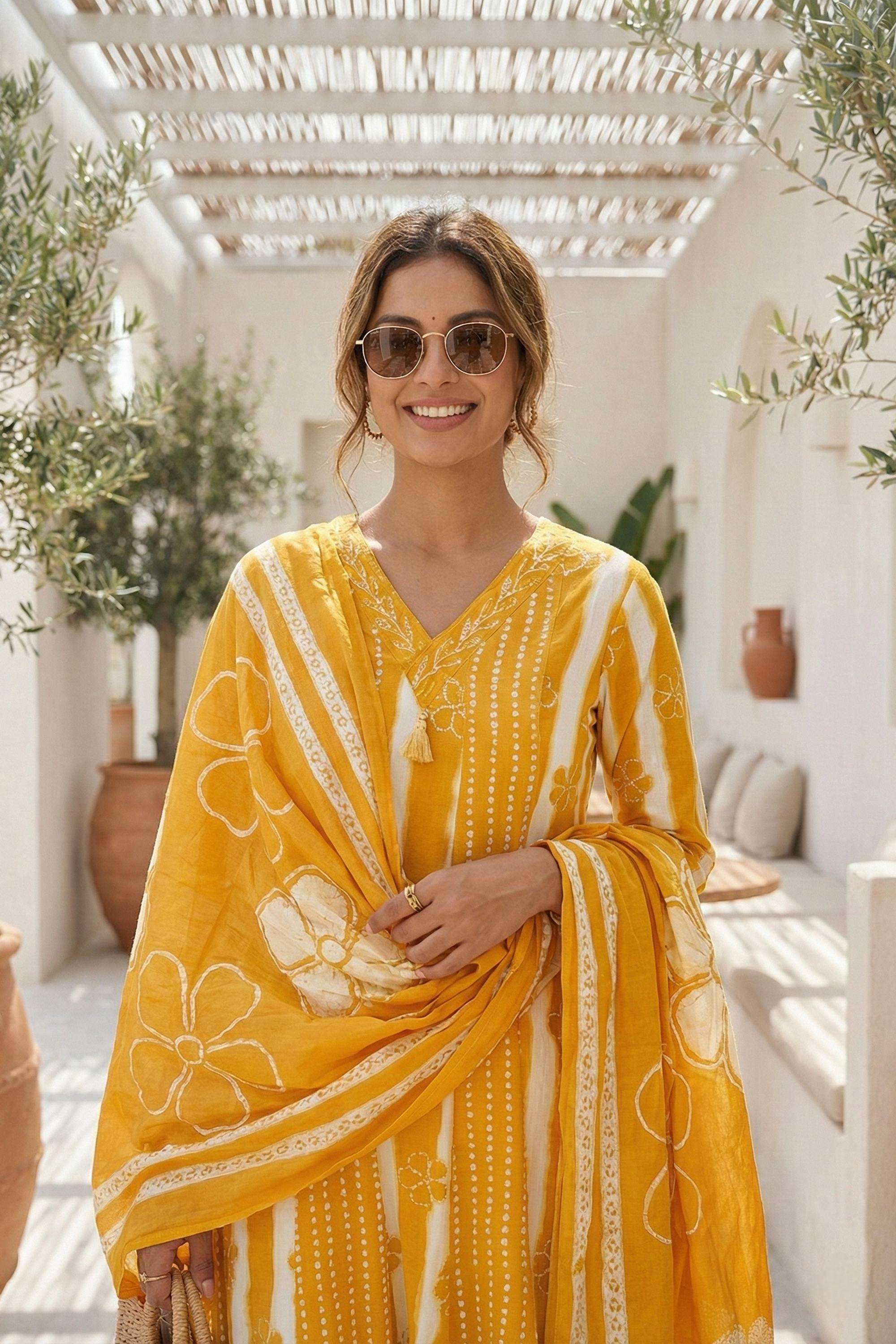 Printed-Cotton-V-Neck-Women-Kurta-with-Pant-and-Dupatta