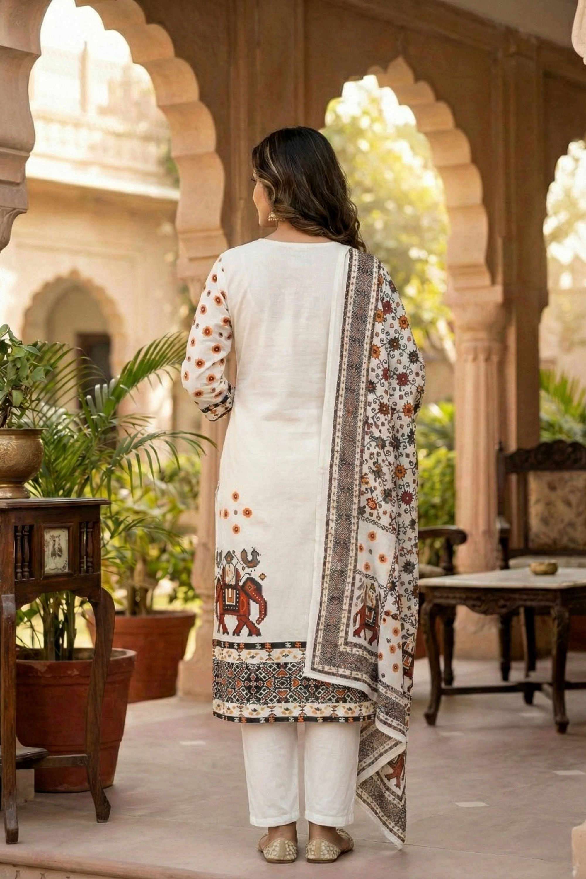 Printed-Silk-Round-Neck-Women-Kurta-with-Pant-and-Dupatta