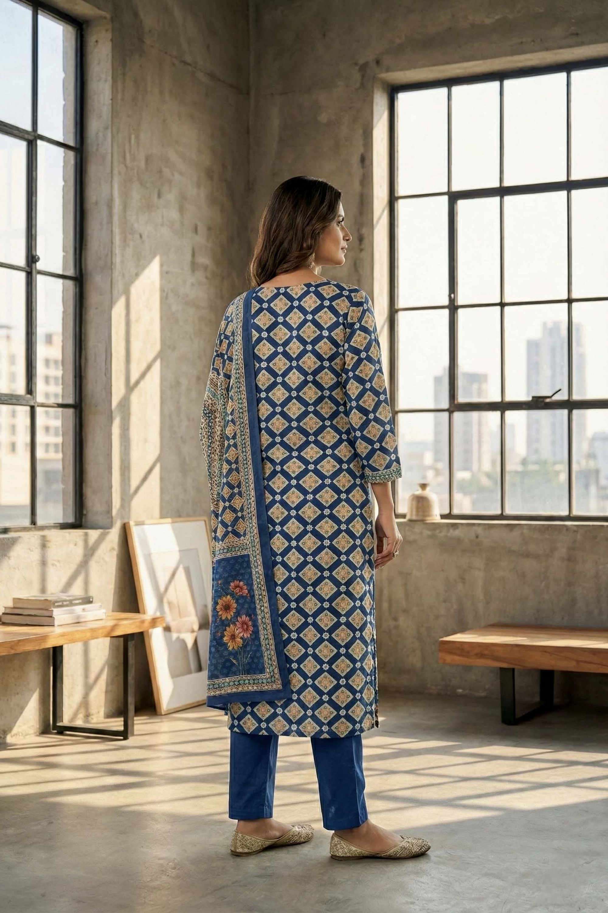Printed-Silk-Round-Neck-Women-Kurta-with-Pant-and-Dupatta