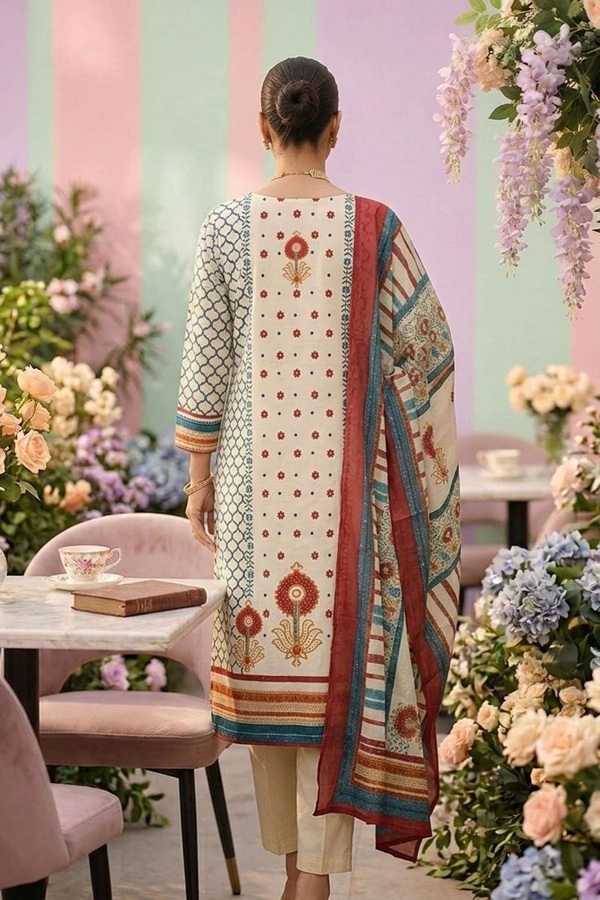 Printed-Cotton-Round-Neck-Women-Kurta-with-Pant-and-Dupatta