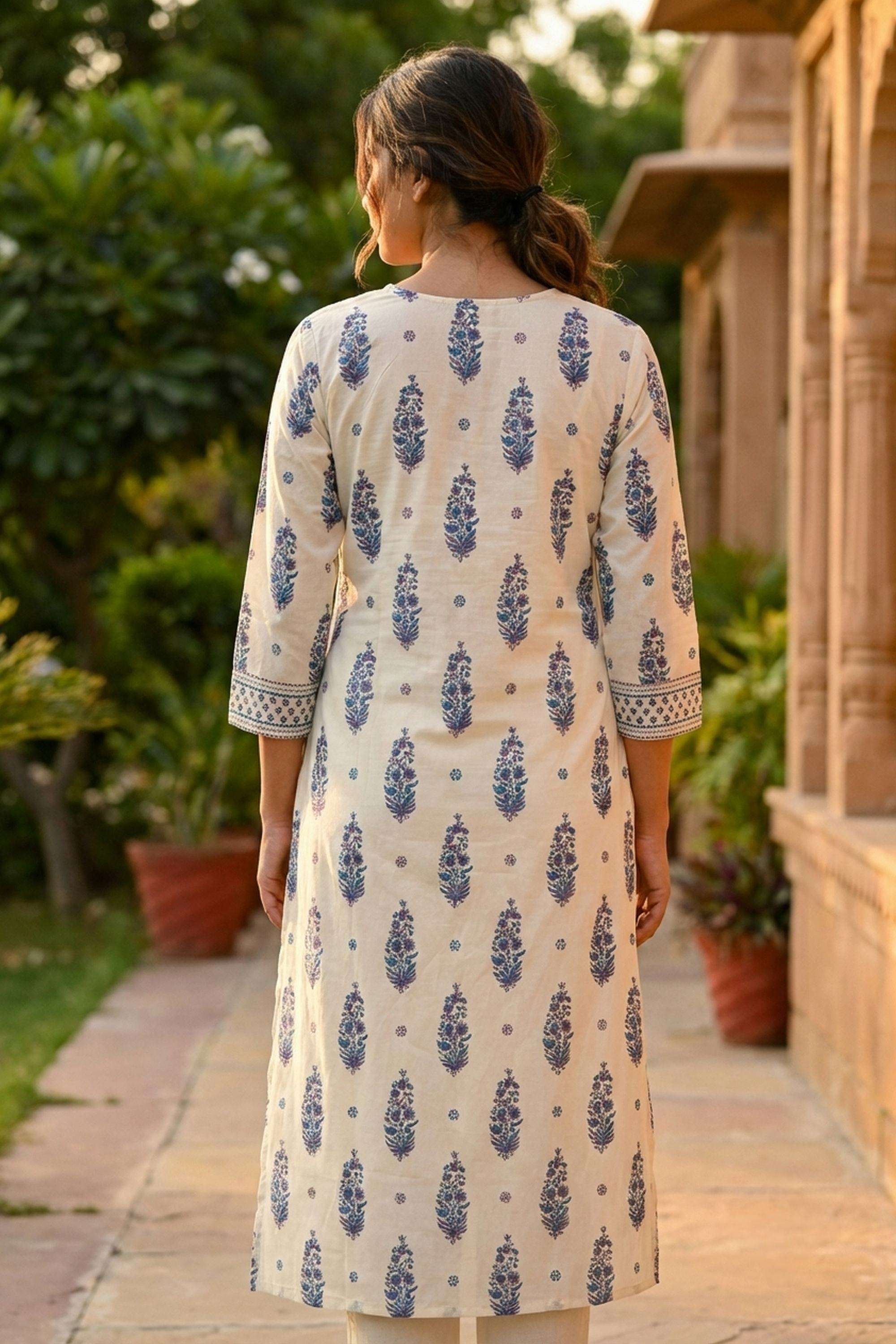 Printed-Cotton-Round-Neck-Women-Kurta-with-Pant-and-Dupatta