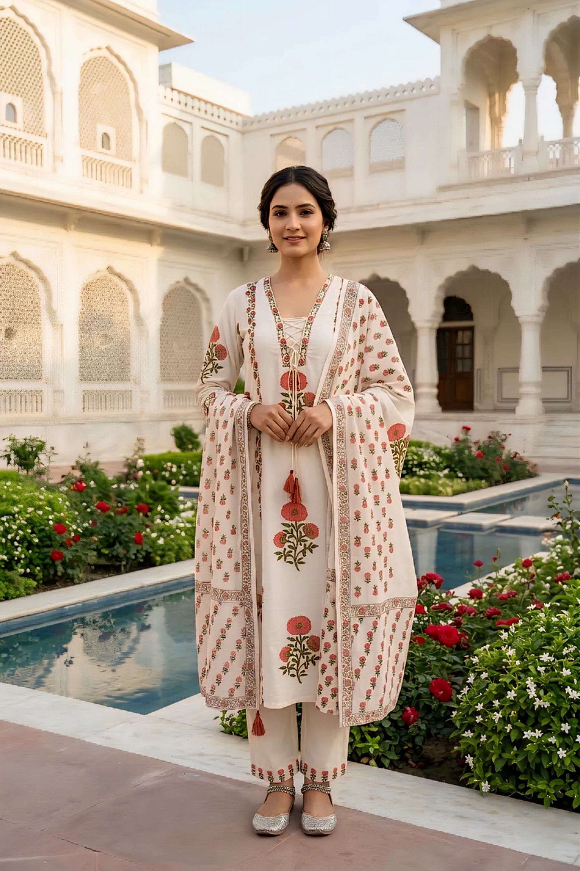 Printed-Cotton-Square-Neck-Women-Kurta-with-Pant-and-Dupatta