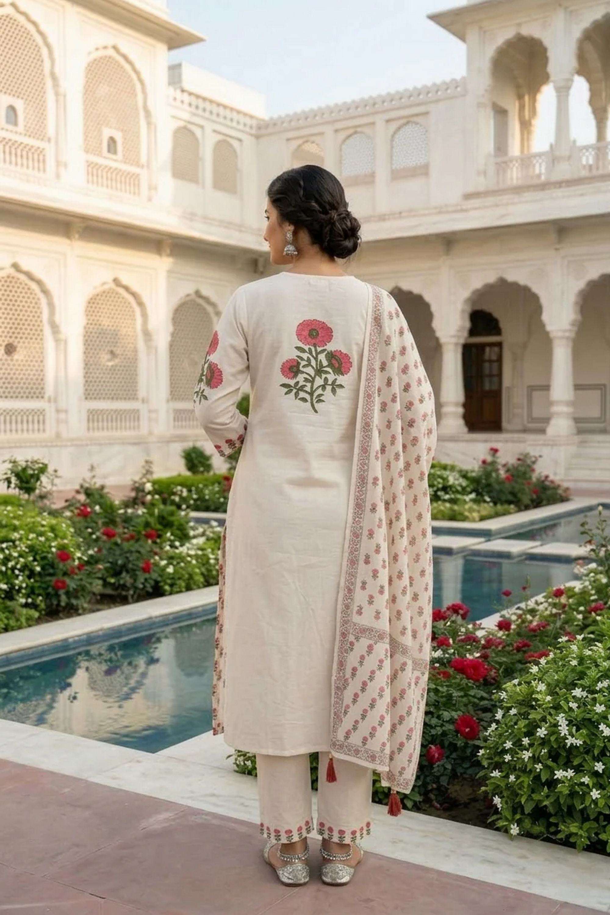 Printed-Cotton-Square-Neck-Women-Kurta-with-Pant-and-Dupatta