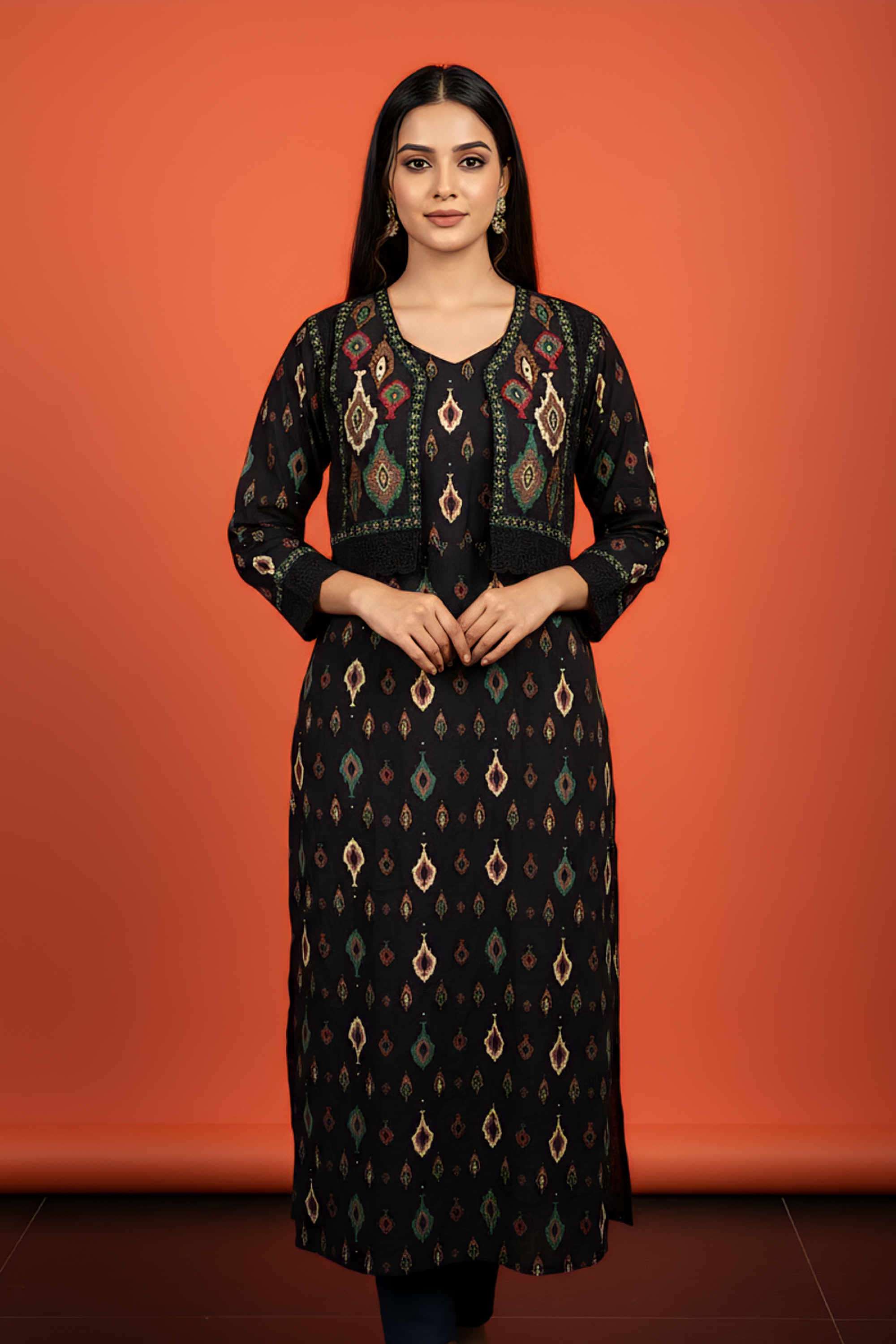 Printed-Cotton-Round-Neck-Women-s-Ethnic-Kurta