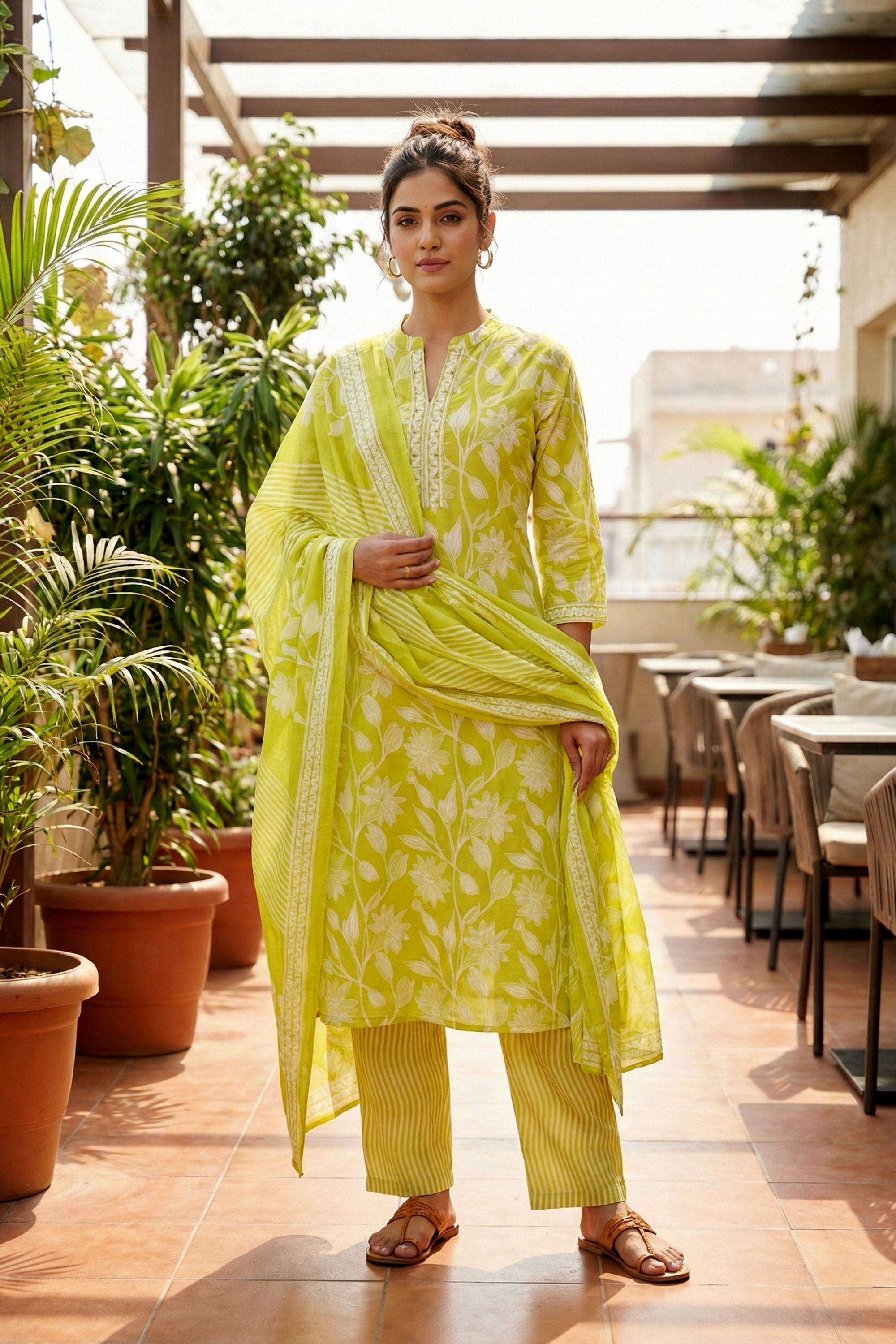 Printed-Cotton-Collared-Women-s-Festive-Wear-Kurta-Set