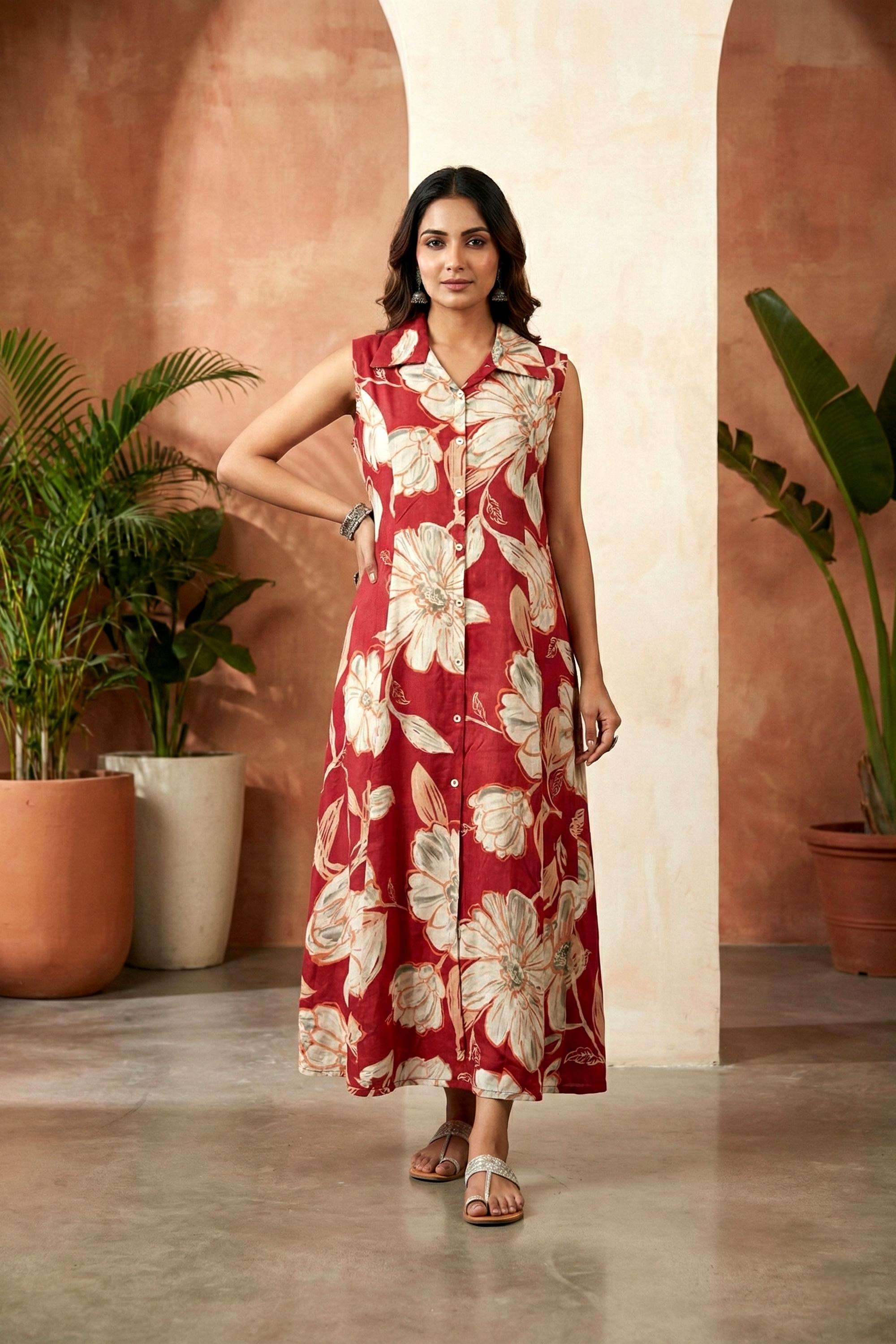 Floral-Rayon-Collared-Women-s-Festive-Wear-Kurta