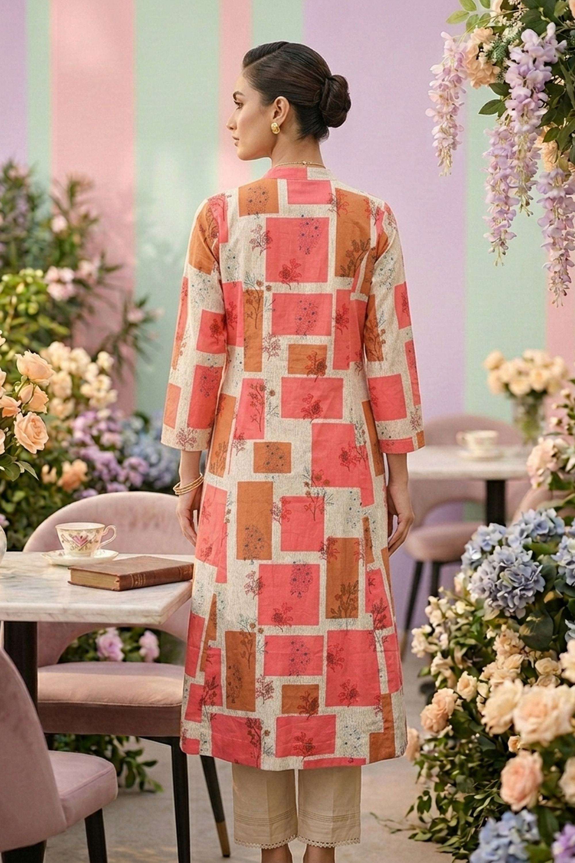 Printed-Blended-Fabric-Collared-Women-s-Festive-Wear-Kurta-Set