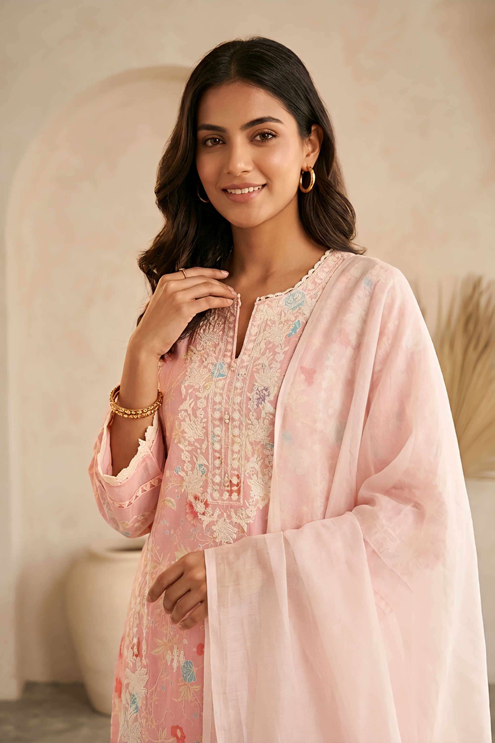 Embroidered-Cotton-Collared-Women-s-Casual-Wear-Kurta-Set