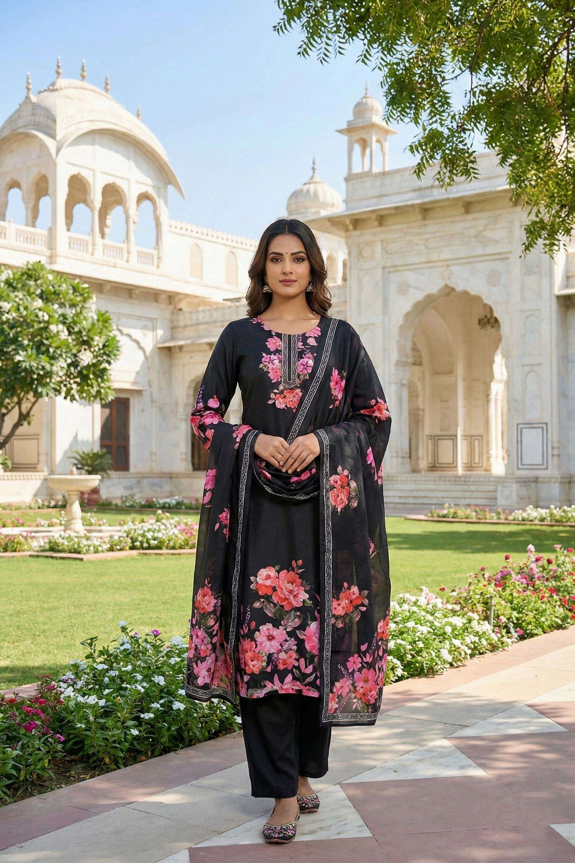 Printed-Silk-Round-Neck-Women-s-Ethnic-Kurta-Set