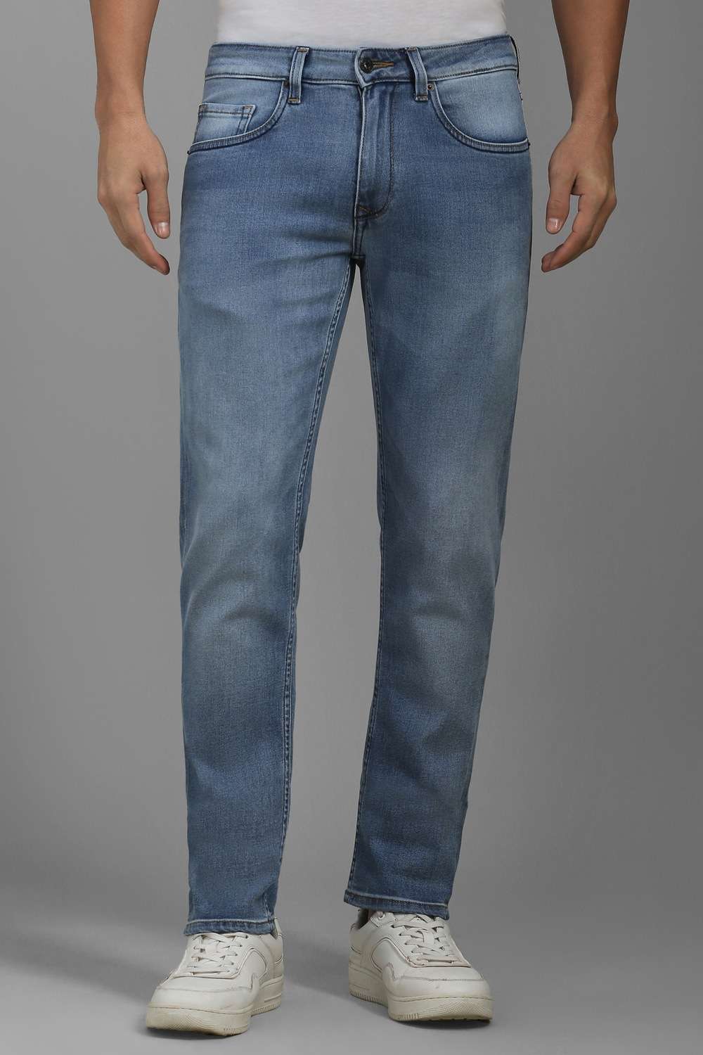 Solid-Polyester-Cotton-Slim-Fit-Men-s-Jeans