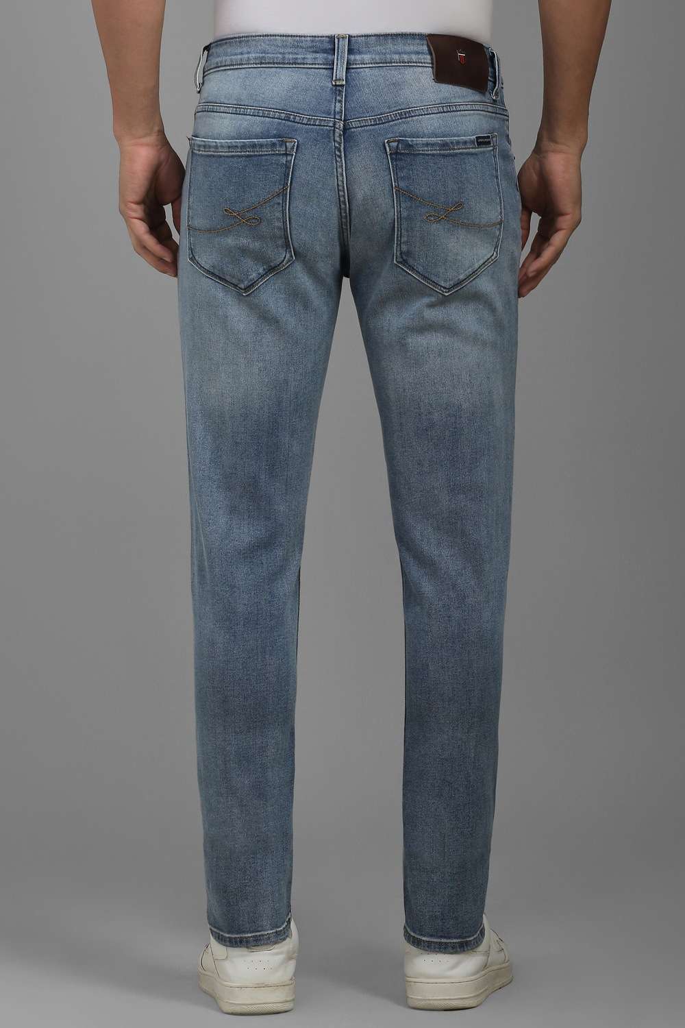 Solid-Polyester-Cotton-Tapered-Fit-Men-s-Jeans