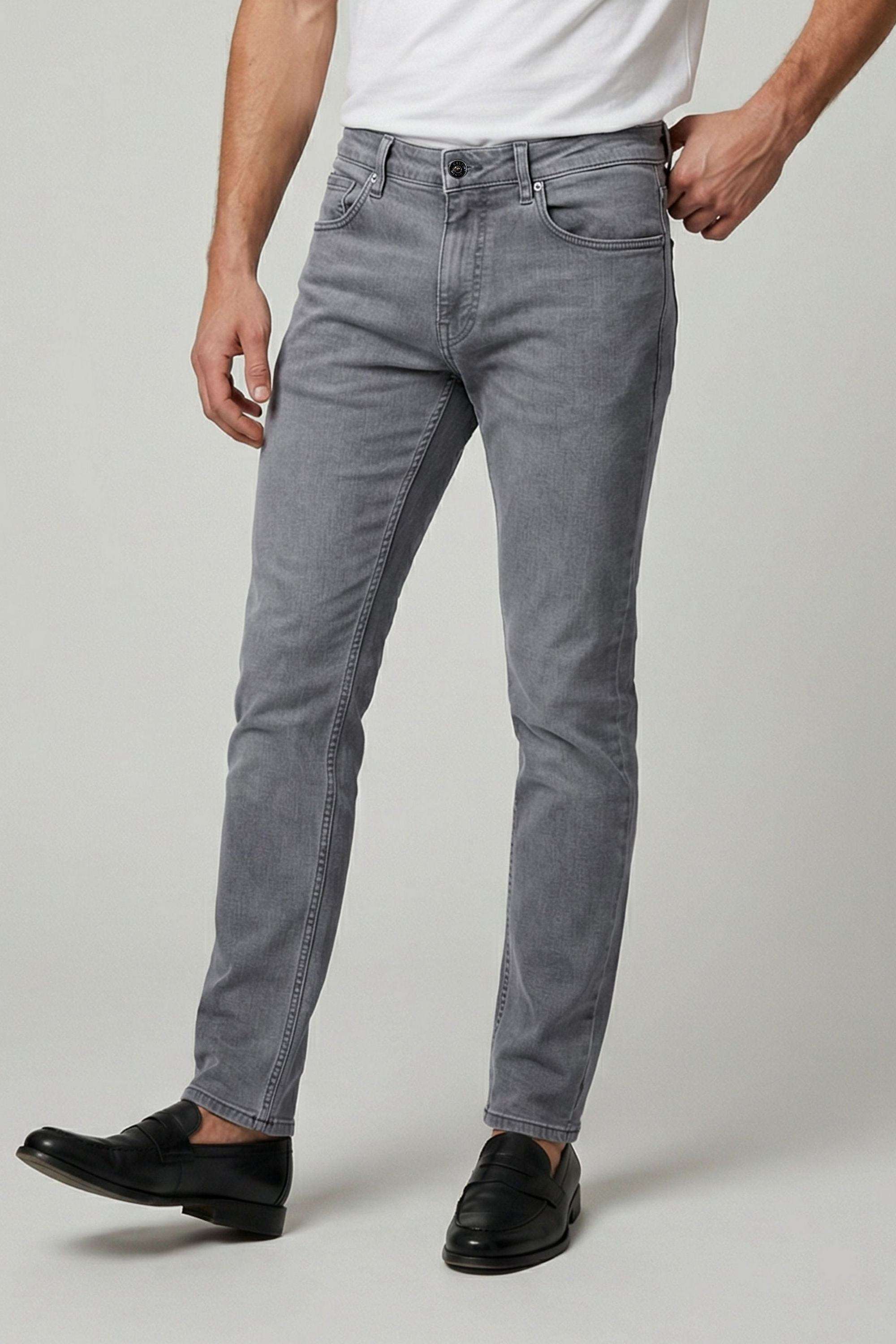 Solid-Polyester-Cotton-Slim-Fit-Men-s-Jeans