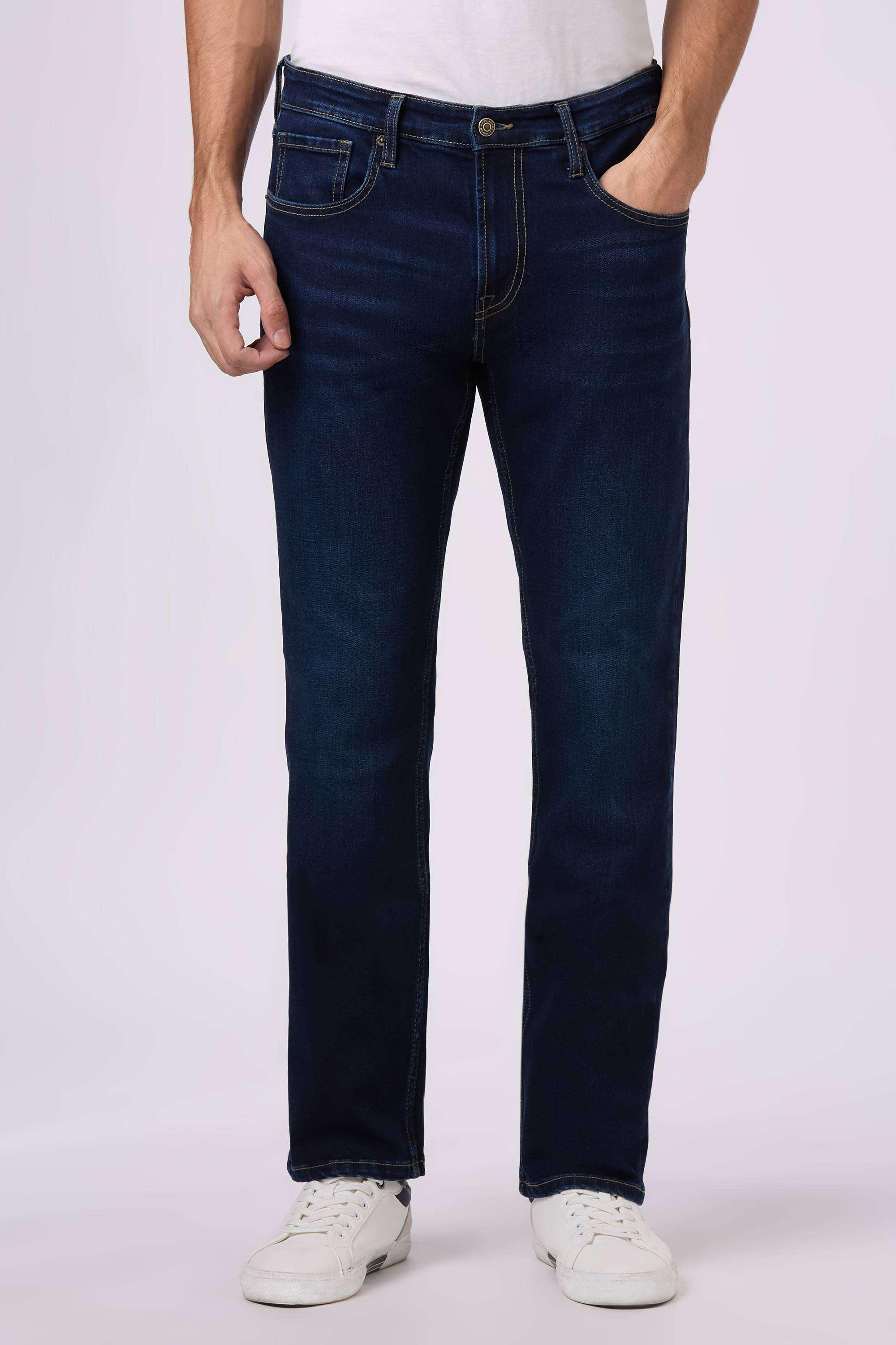 Solid-Cotton-Blend-Straight-Fit-Men-s-Jeans